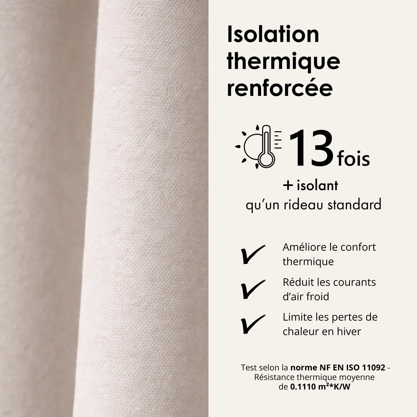 Rideau thermique phonique et semi occultant KONFOR — vue 6