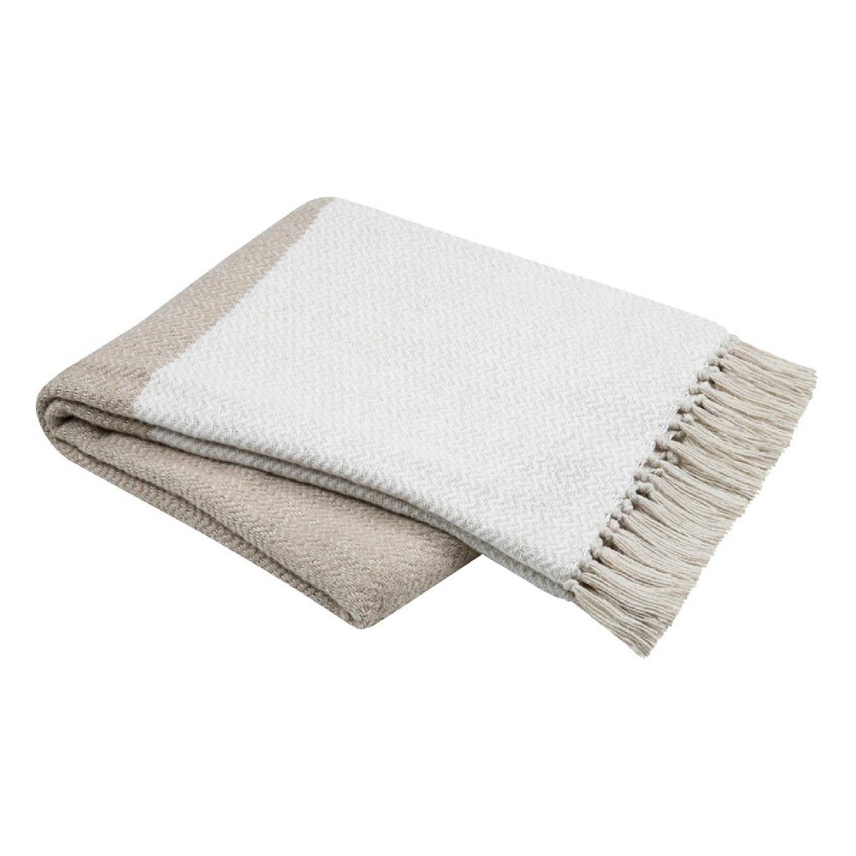 Plaid avec franges effet laine grattée bicolore — vue 4