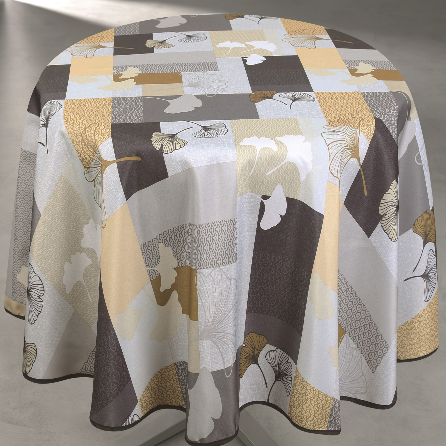 Nappe ronde  anti taches motif floral ginko — vue 3