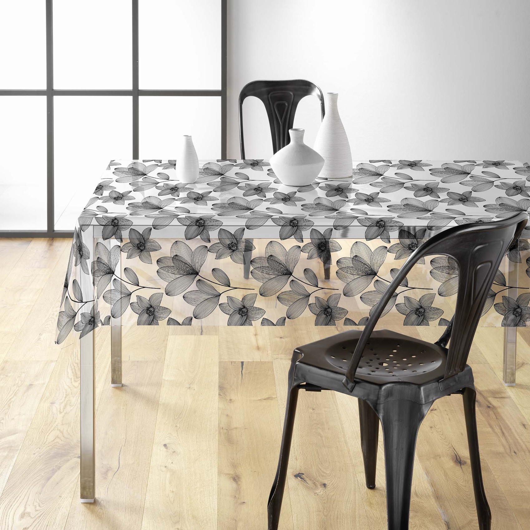Toile cirée transparente imprimée végétal sur mesure 0,60 mm — vue 6