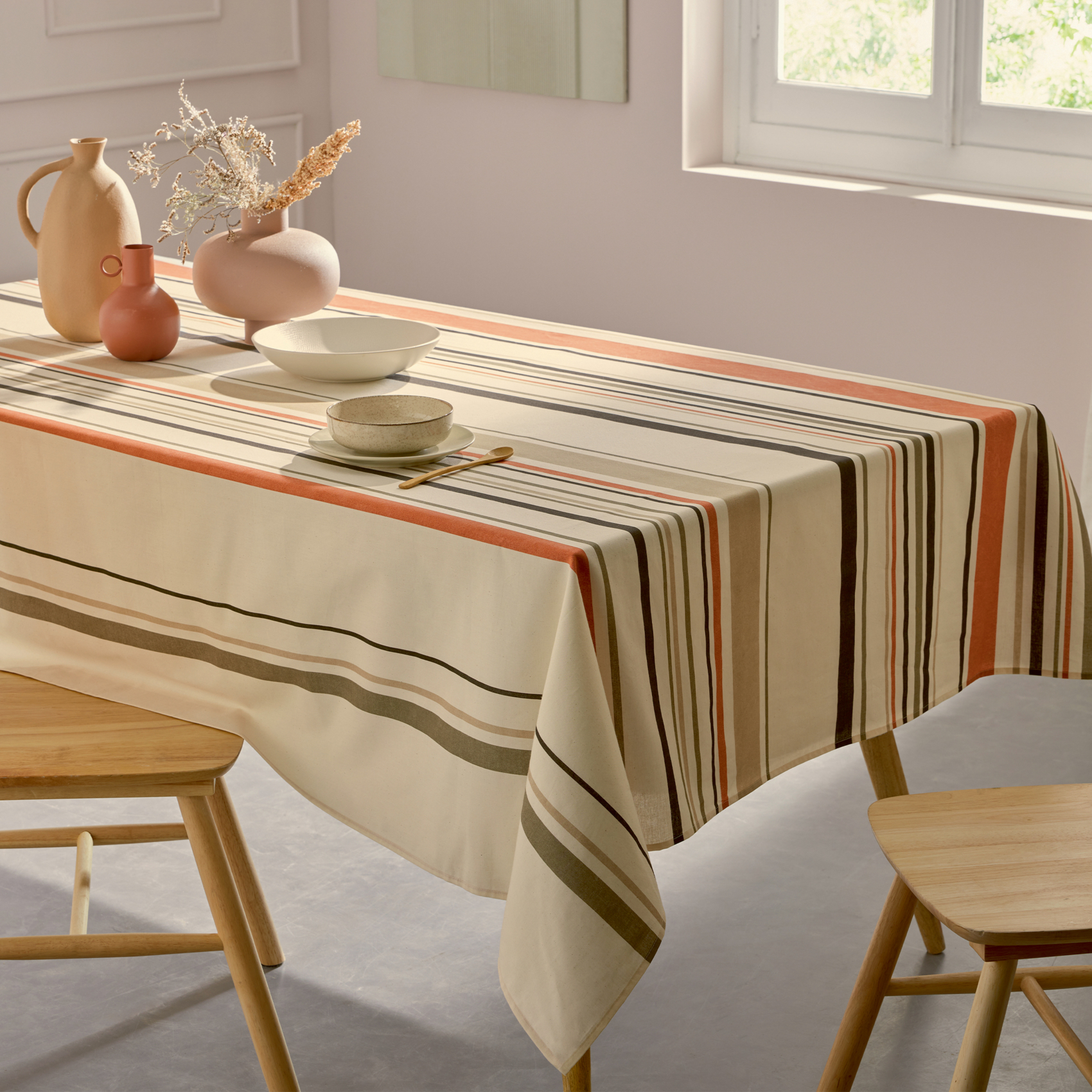 Nappe ovale coton enduit rayures basque — vue 4