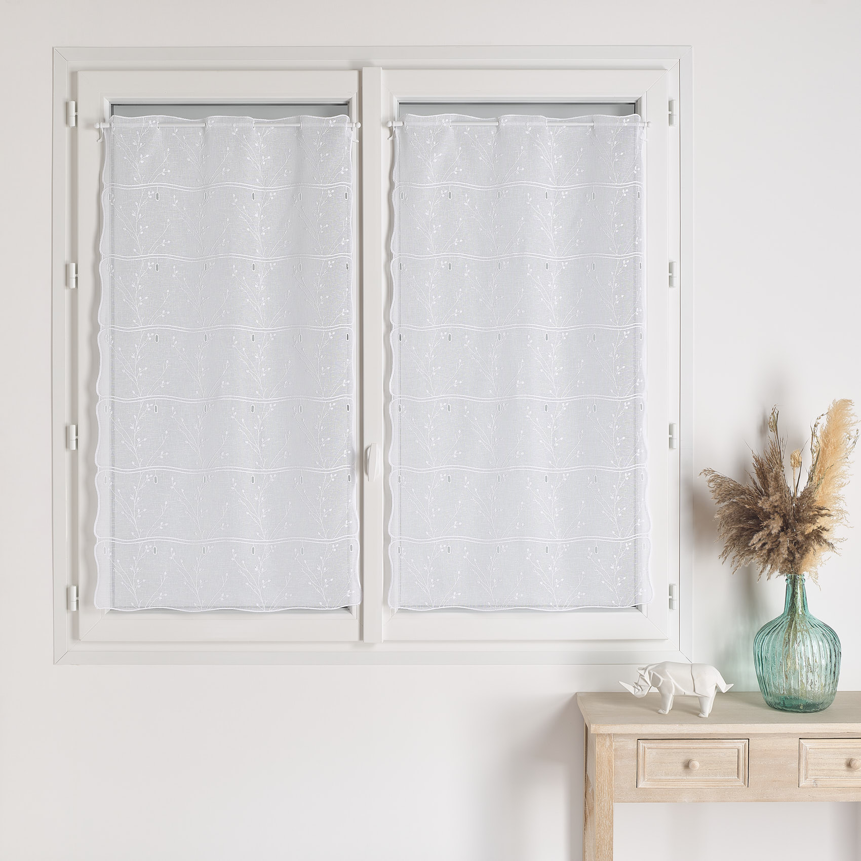 Modulable en étamine brodée motif feuille