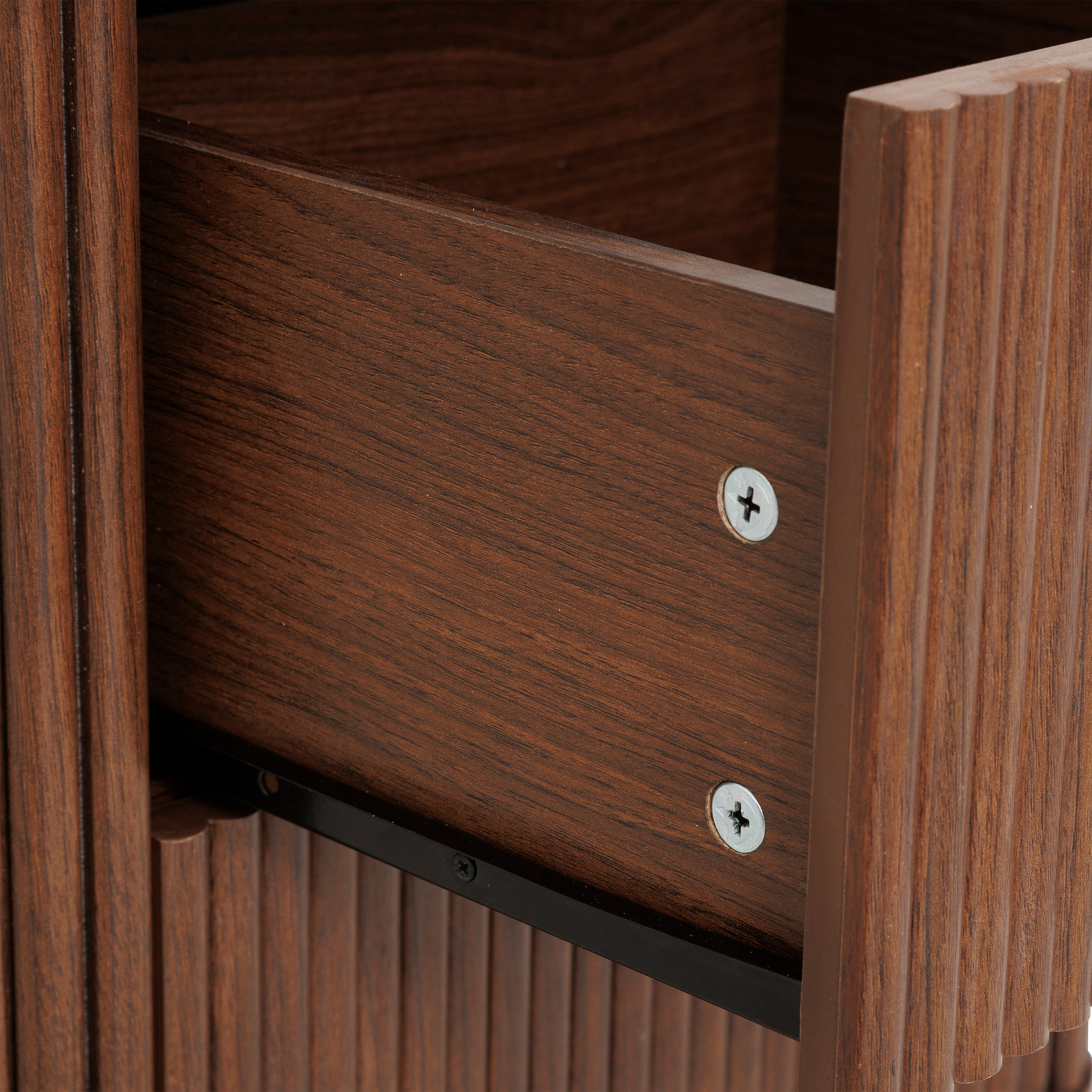 Table de chevet cannelé 2 tiroirs en bois — vue 5