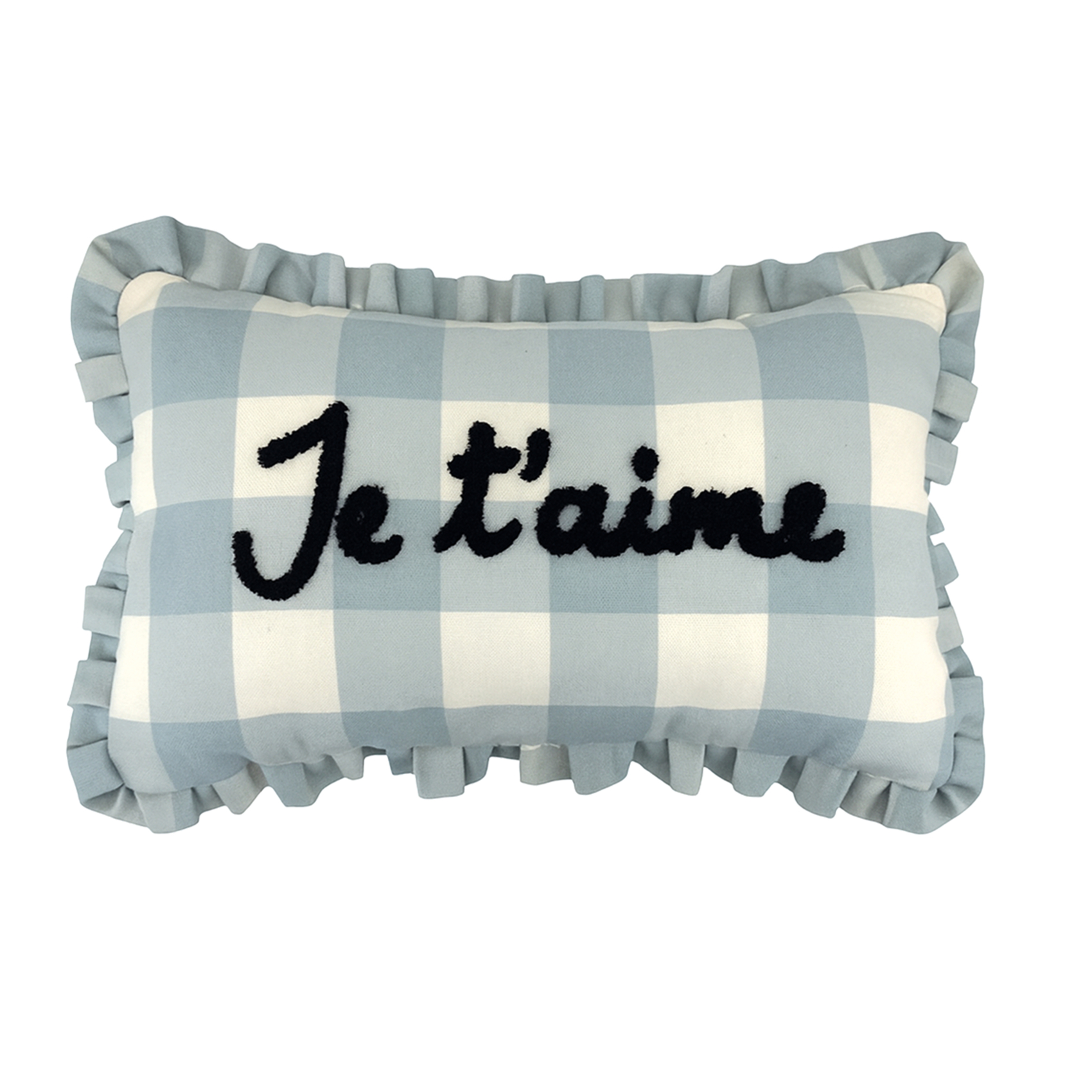 Coussin rectangulaire à carreaux Je t'aime — vue 4