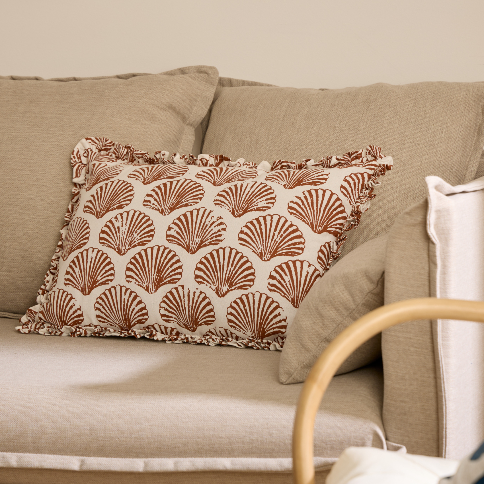 Coussin rectangulaire coton motif coquillage — vue 5