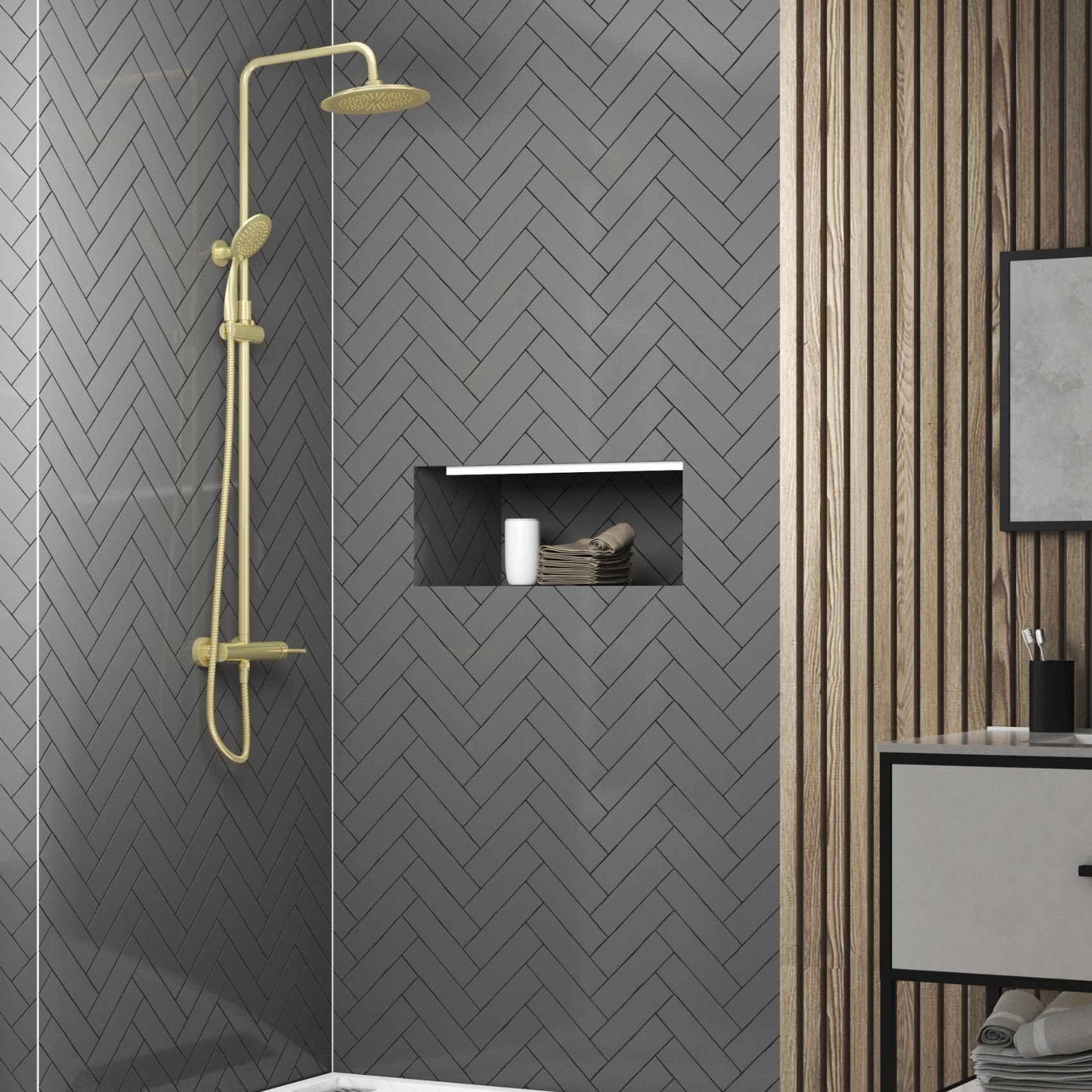 Colonne de douche mécanique dorée — vue 6