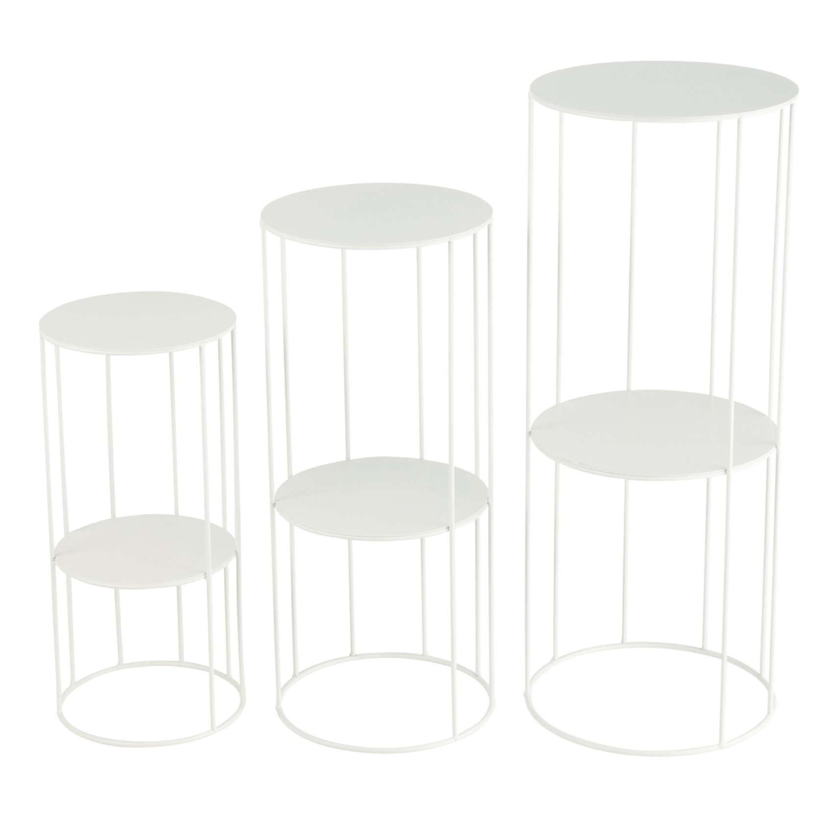 Porte plante en métal lot de 3 petites tables d'appoint à double étagère — vue 6