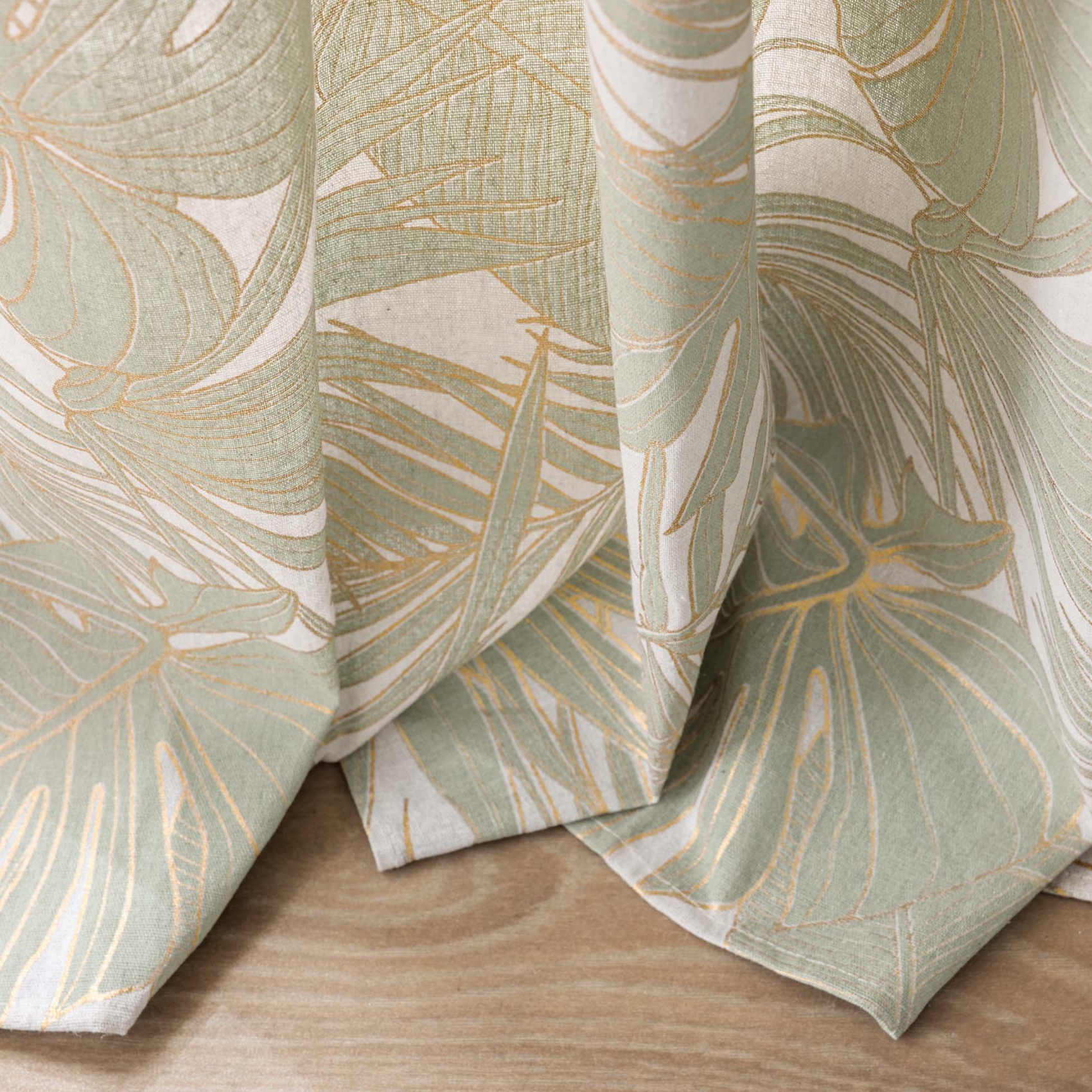 Rideau à œillets polycoton feuillages métallisé — vue 5