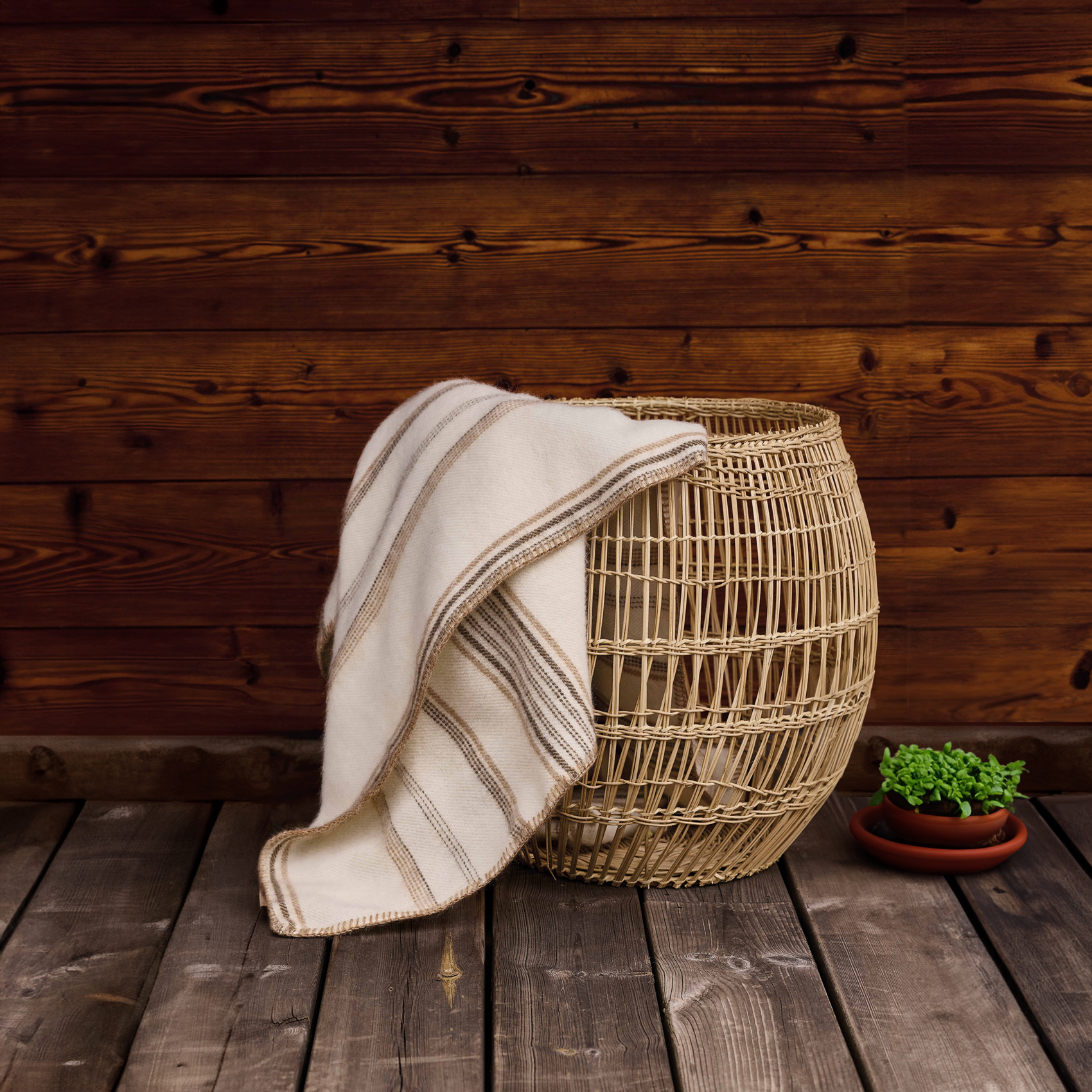 Plaid laine et mohair à rayure — vue 3