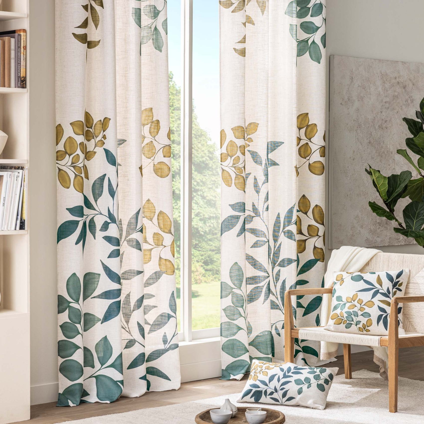 Coussin polylin imprimé feuillages — vue 3