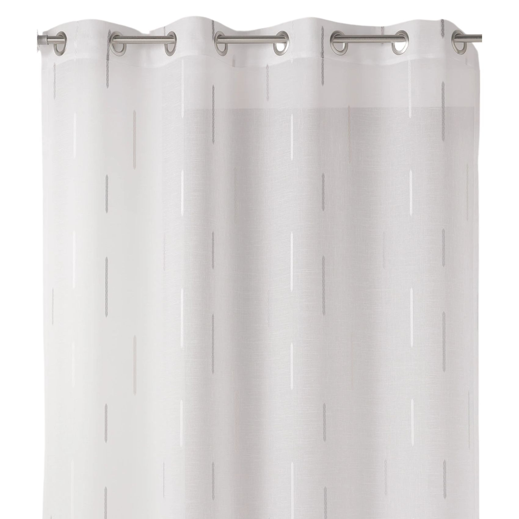 Voilage blanc print traits blancs et gris — vue 4