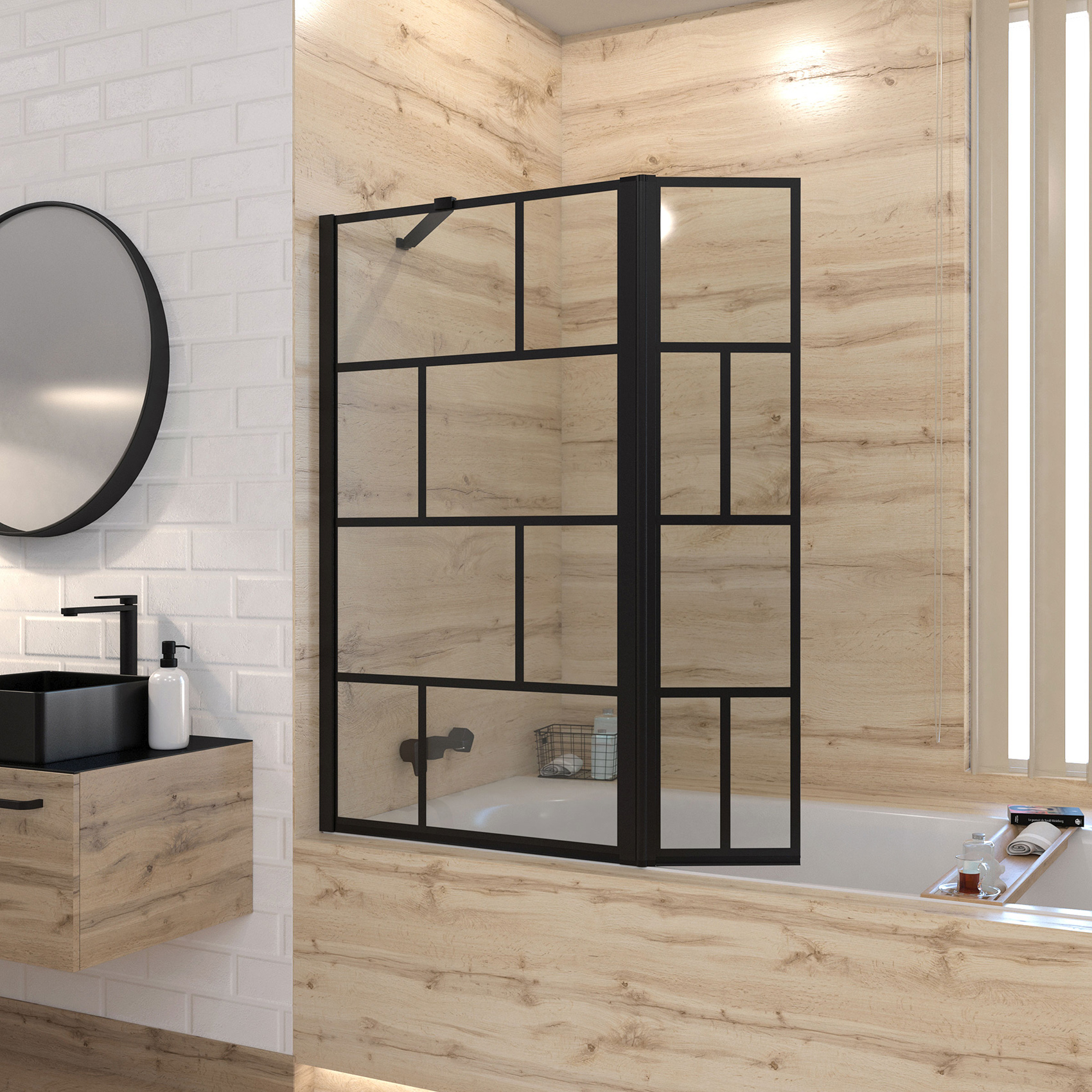 Pare baignoire avec volet pivotant style industriel — vue 6