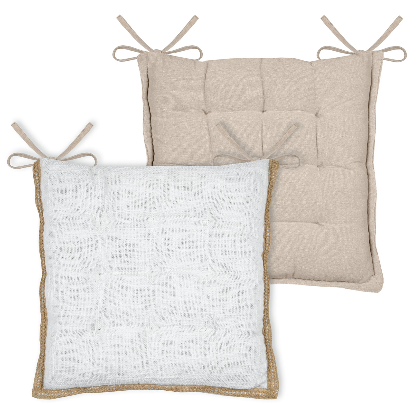 Galette de chaise matelassée poly-coton et jute — vue 3