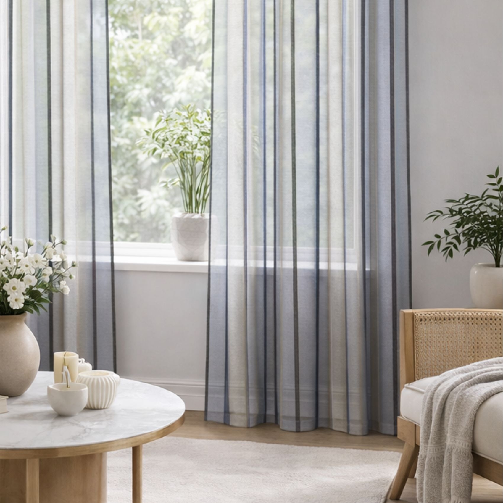 Voilage coloré rayures ton sur ton — vue 4