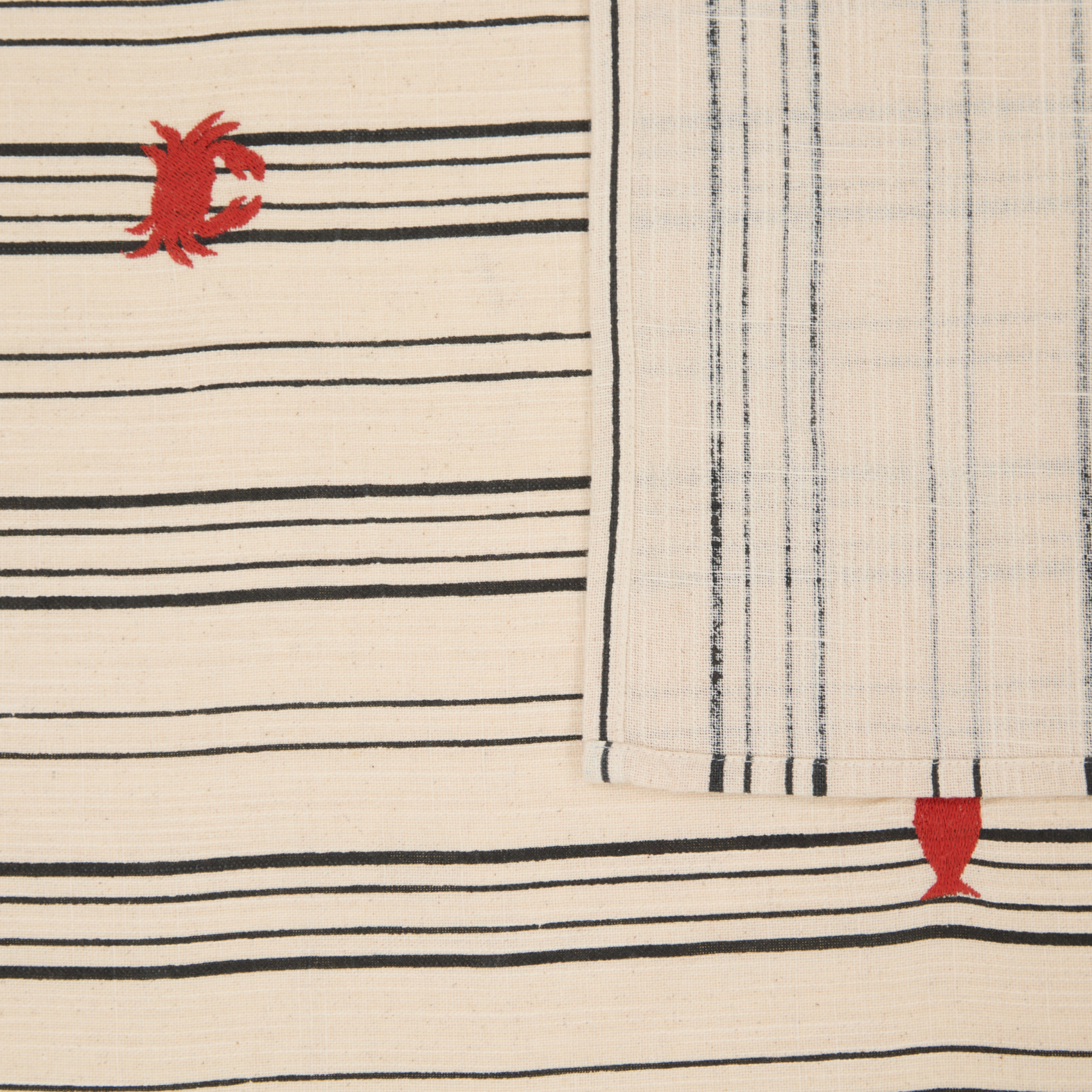 Nappe rectangulaire en coton brodé marin — vue 4