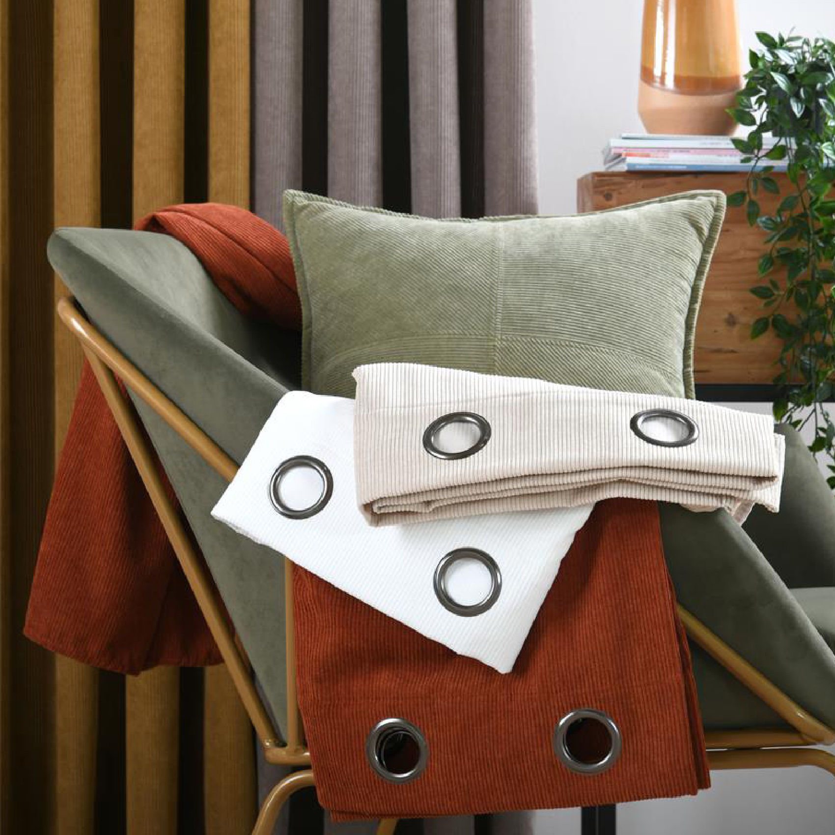 Rideau à oeillets en velours côtelé — vue 4