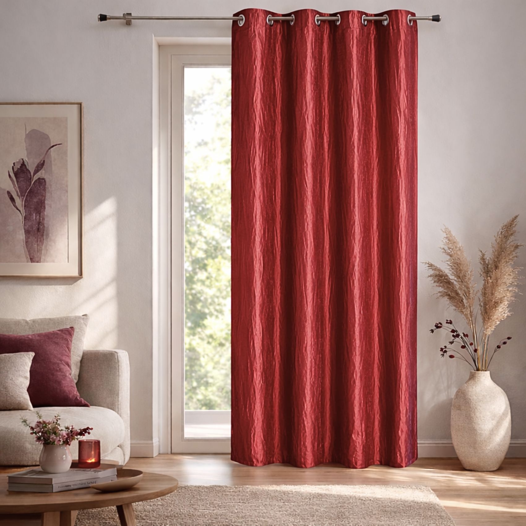 Rideau d'Ameublement en Taffetas Froissé