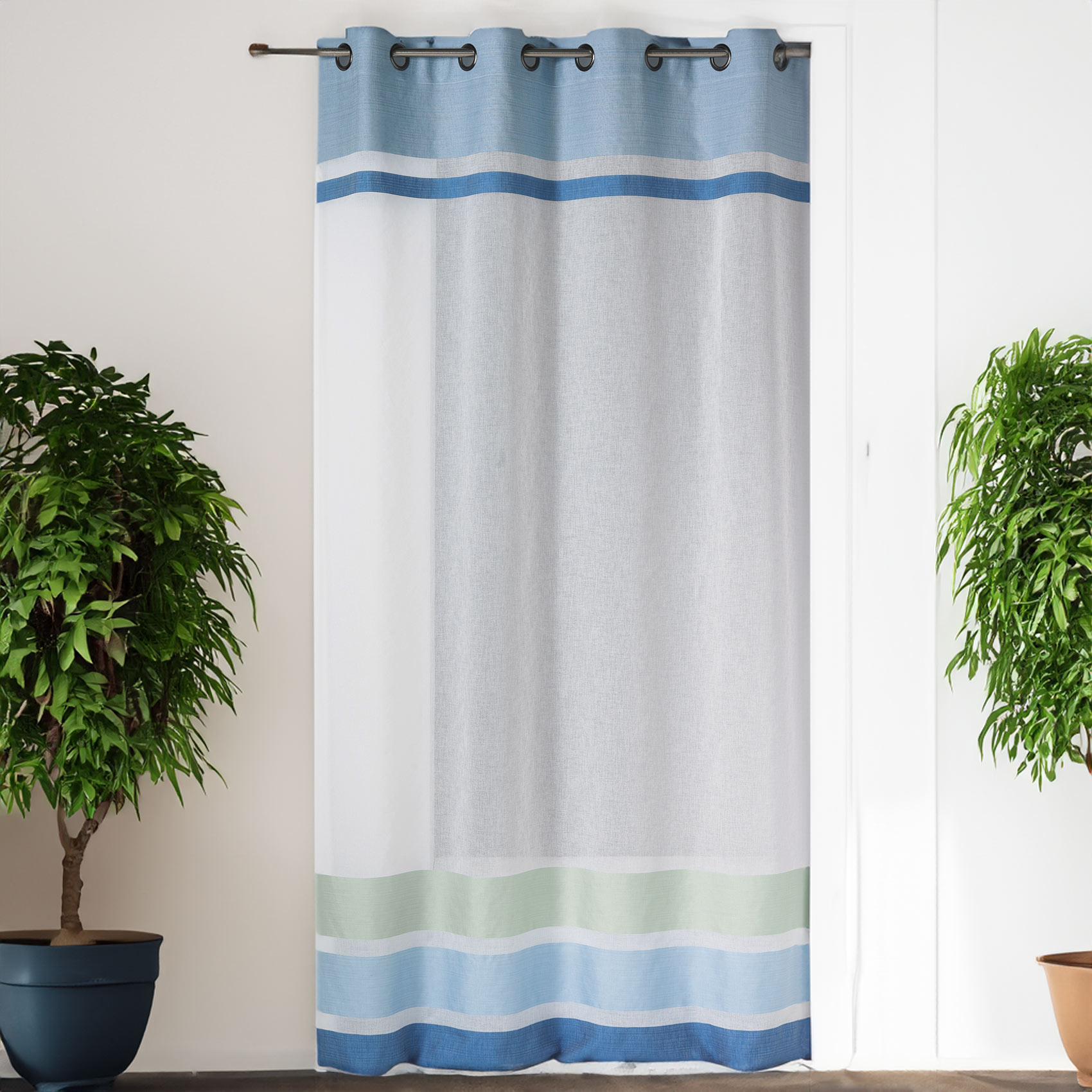 Voilage en étamine à parements haut et bas rayés — vue 5