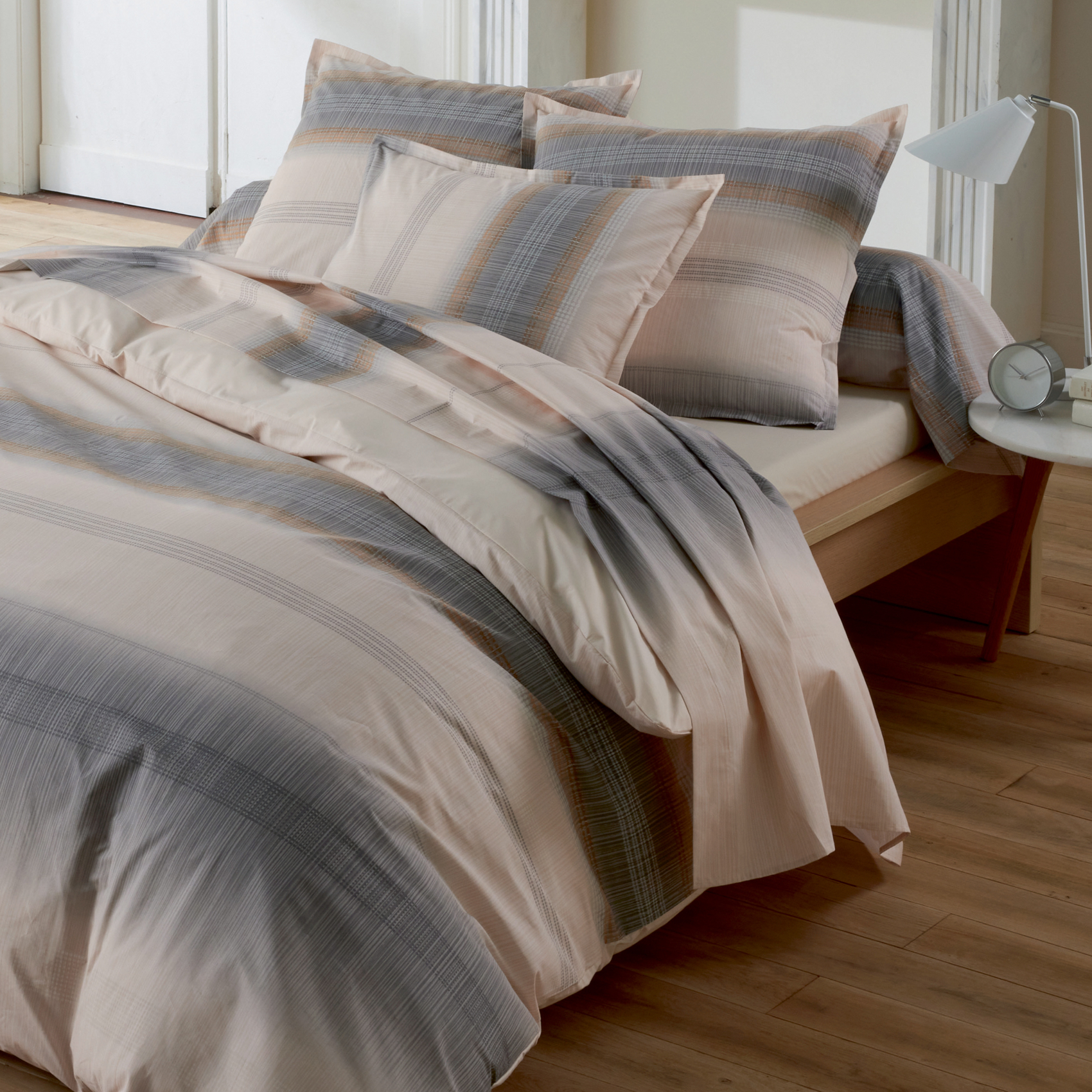 Parure de lit 2 pièces percale de coton dégradé rayé drap + taie — vue 4