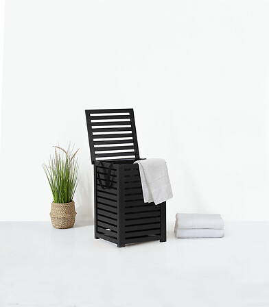 Panier à linge en bambou noir 65 L — vue 5