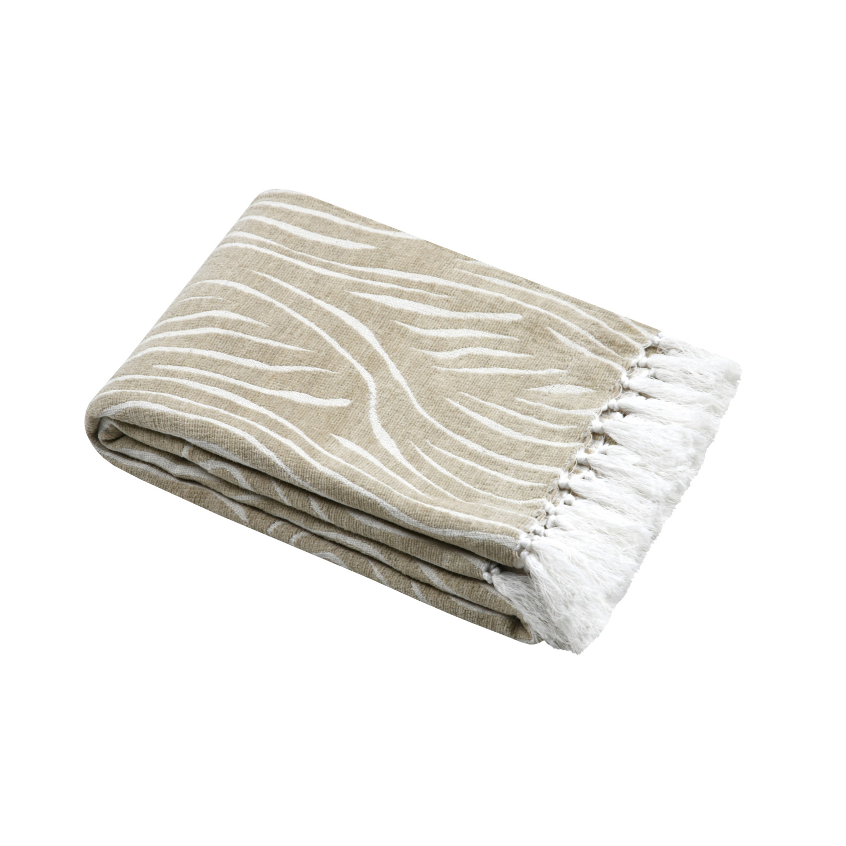 Plaid en polycoton à motif félin et franges