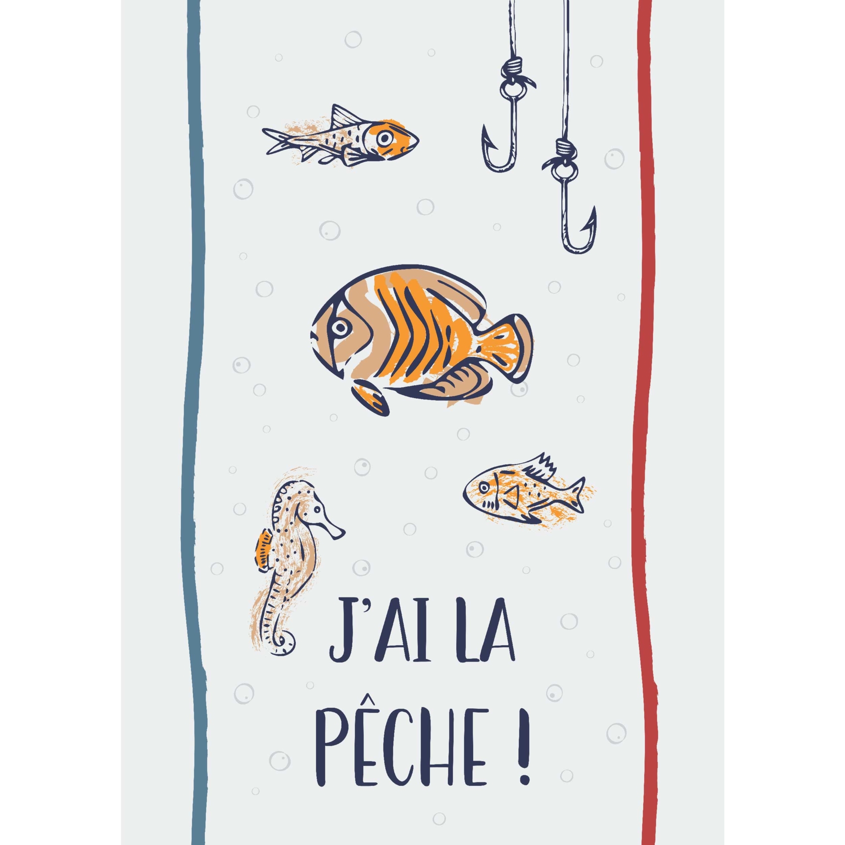 Lot de 3 torchons message poissons en coton — vue 5