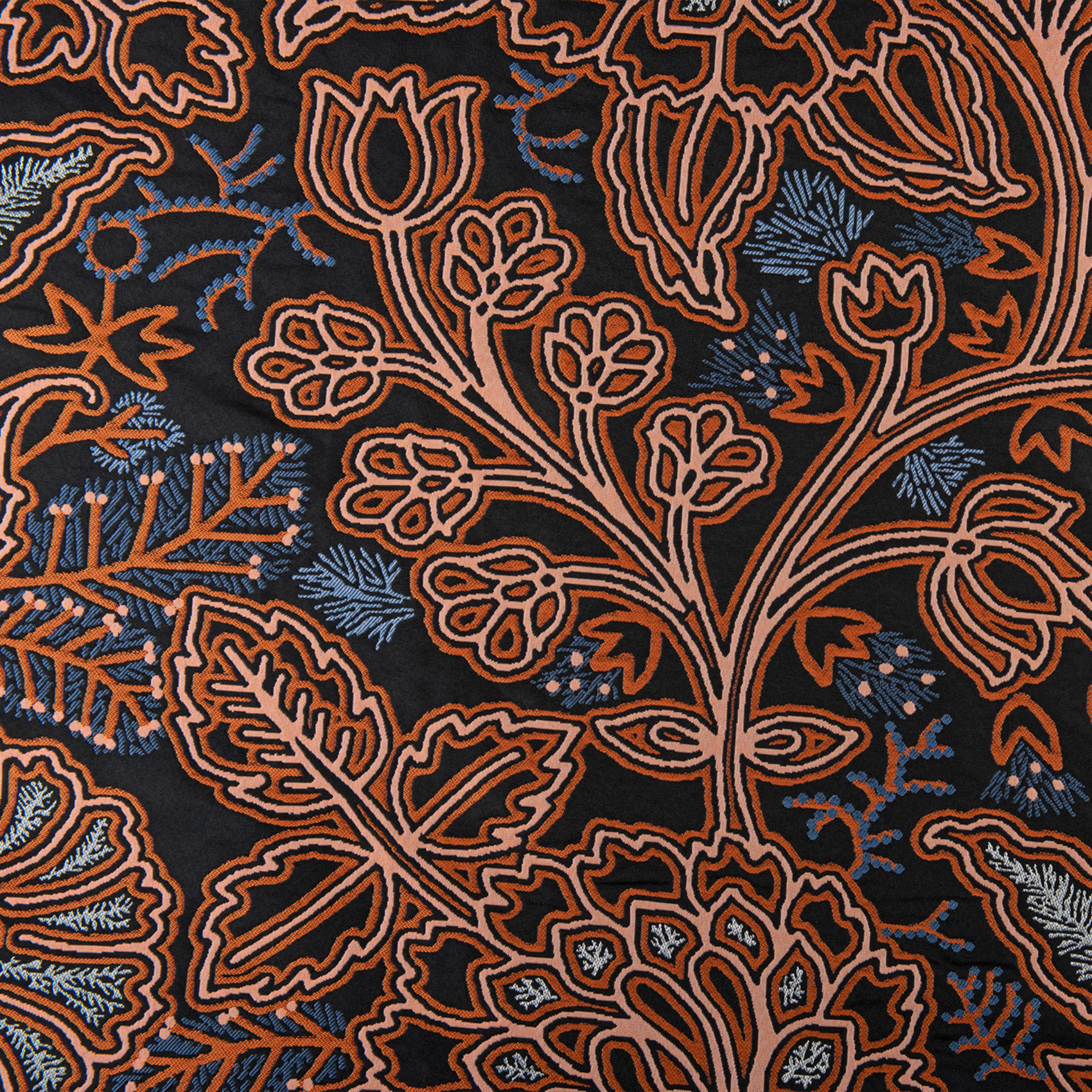 Tissu jacquard floral effet relief et brillance