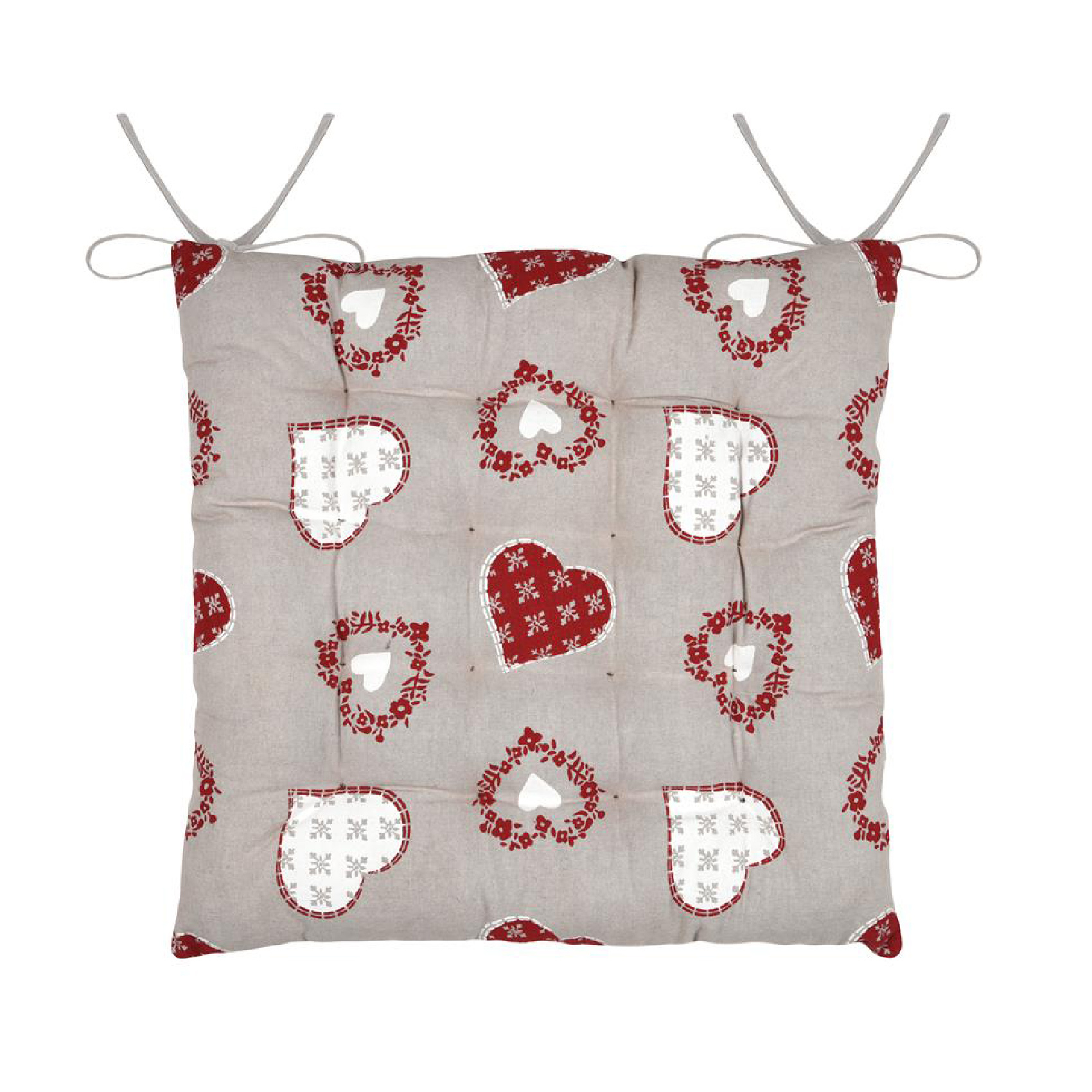 Galette de chaise coeurs esprit chalet en coton — vue 3