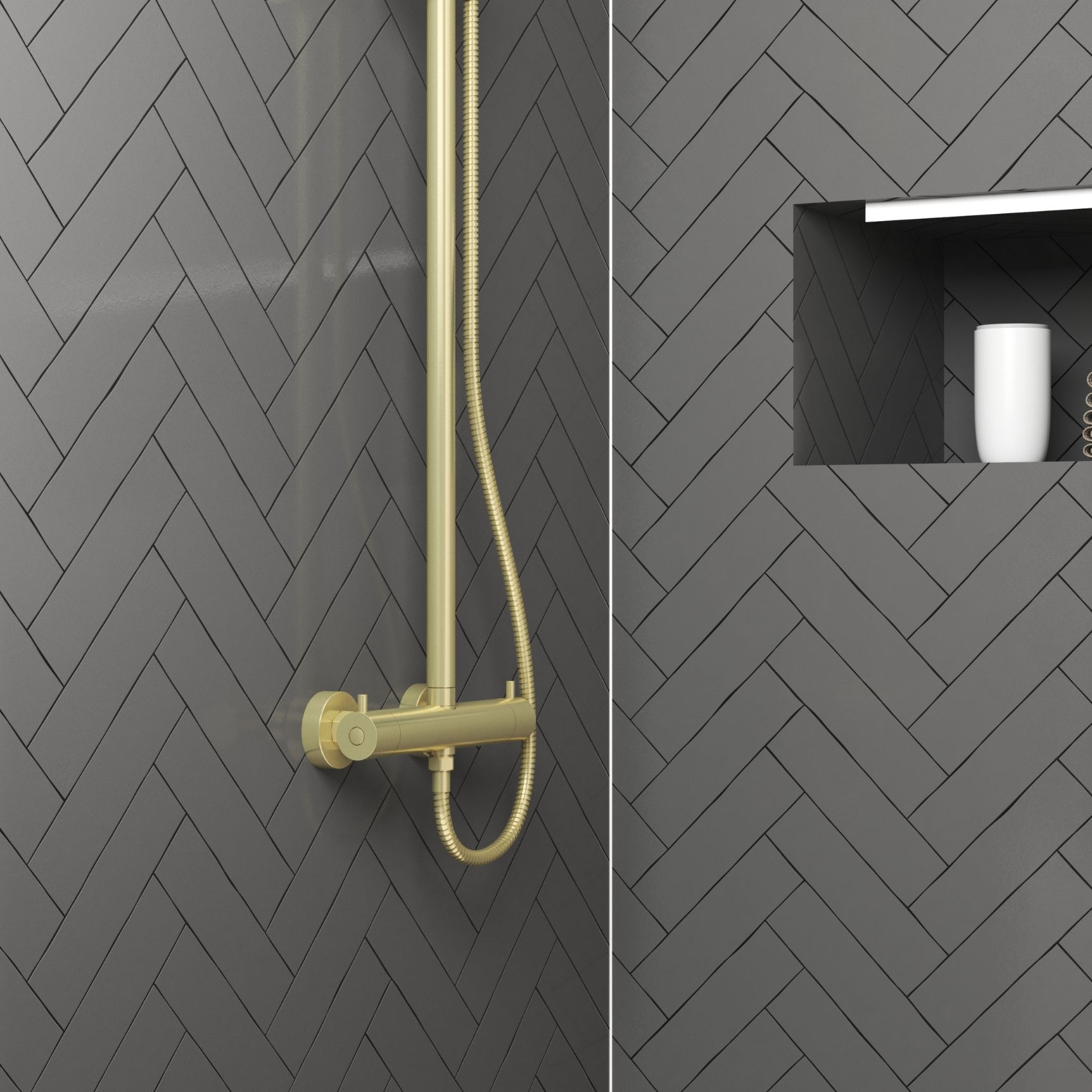 Colonne de douche thermostatique dorée — vue 4