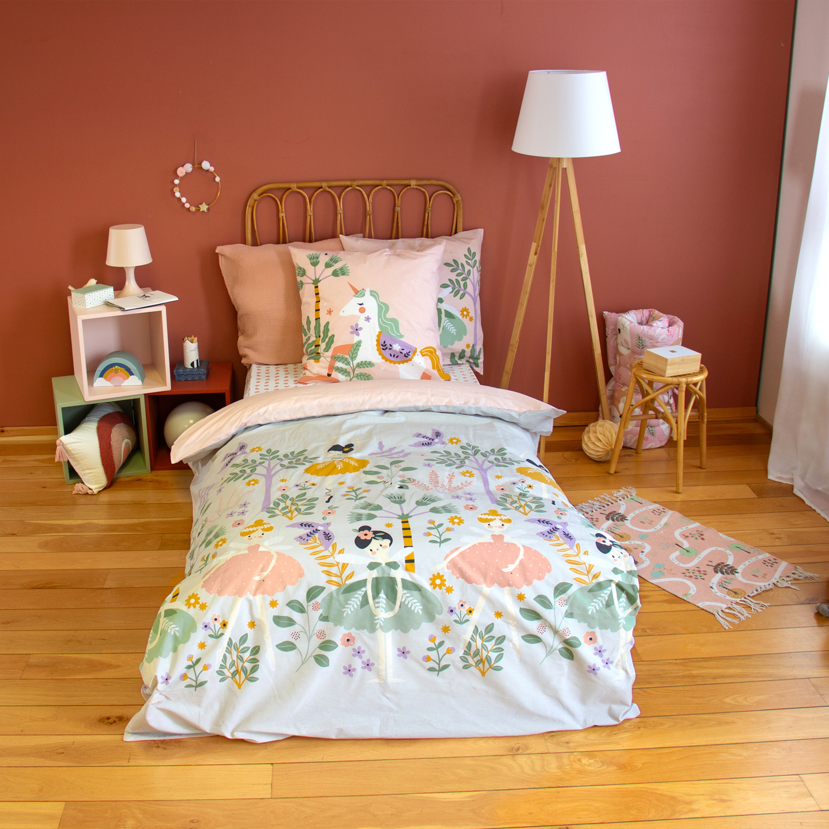 Parure de lit enfant réversible licorne et danseuses