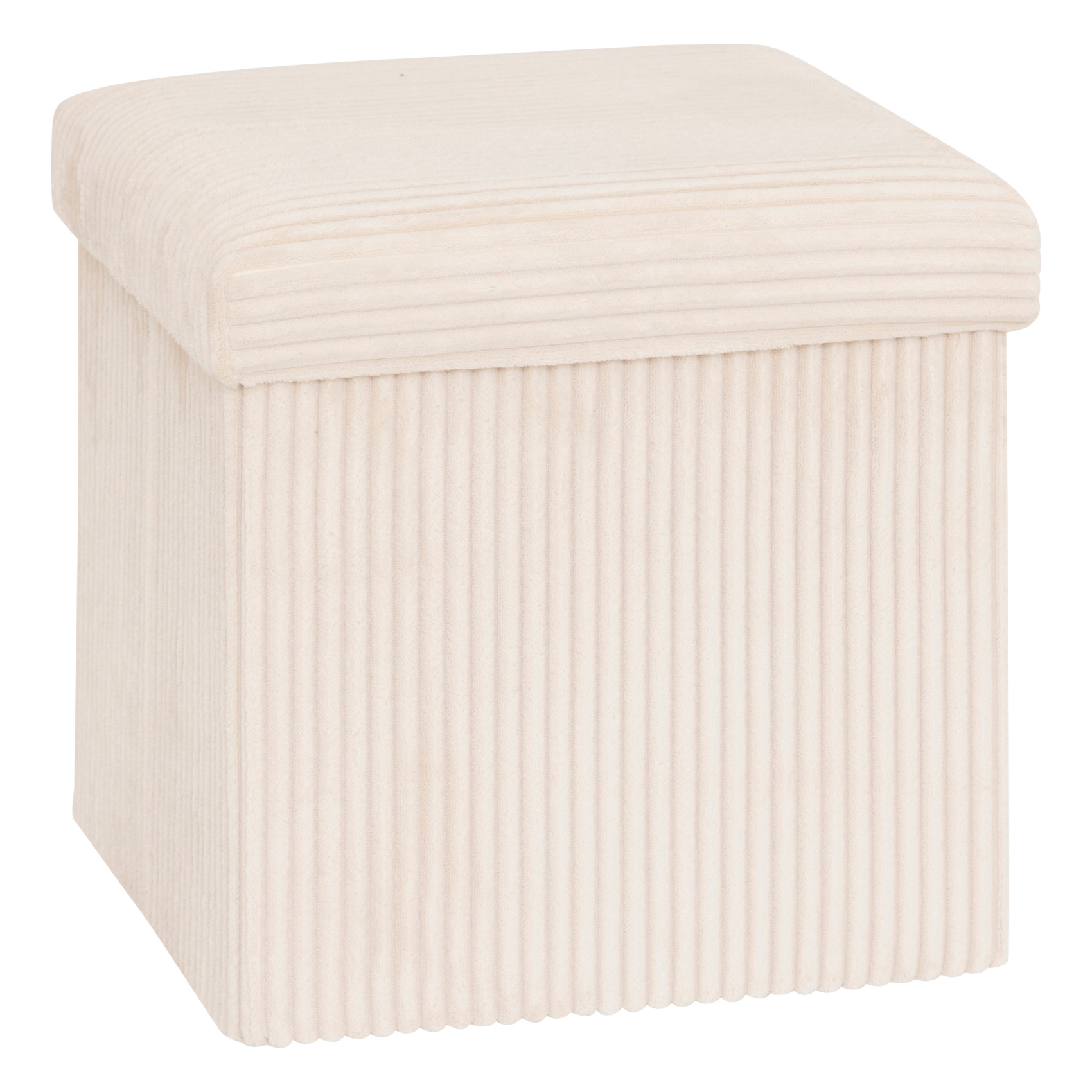 Pouf pliable effet velours côtelé avec rangement intégré