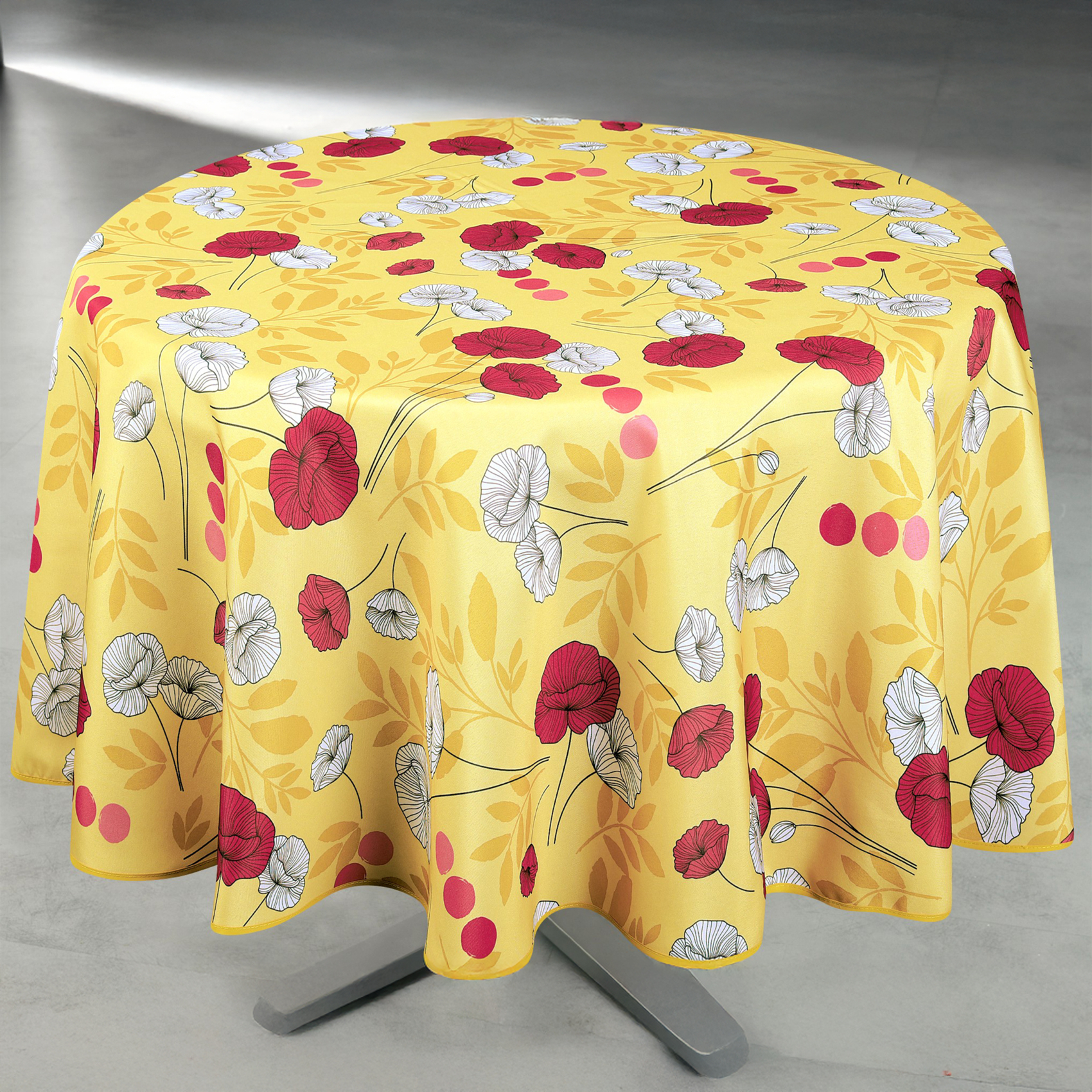 Nappe anti-tâche ronde motif coquelicots — vue 3