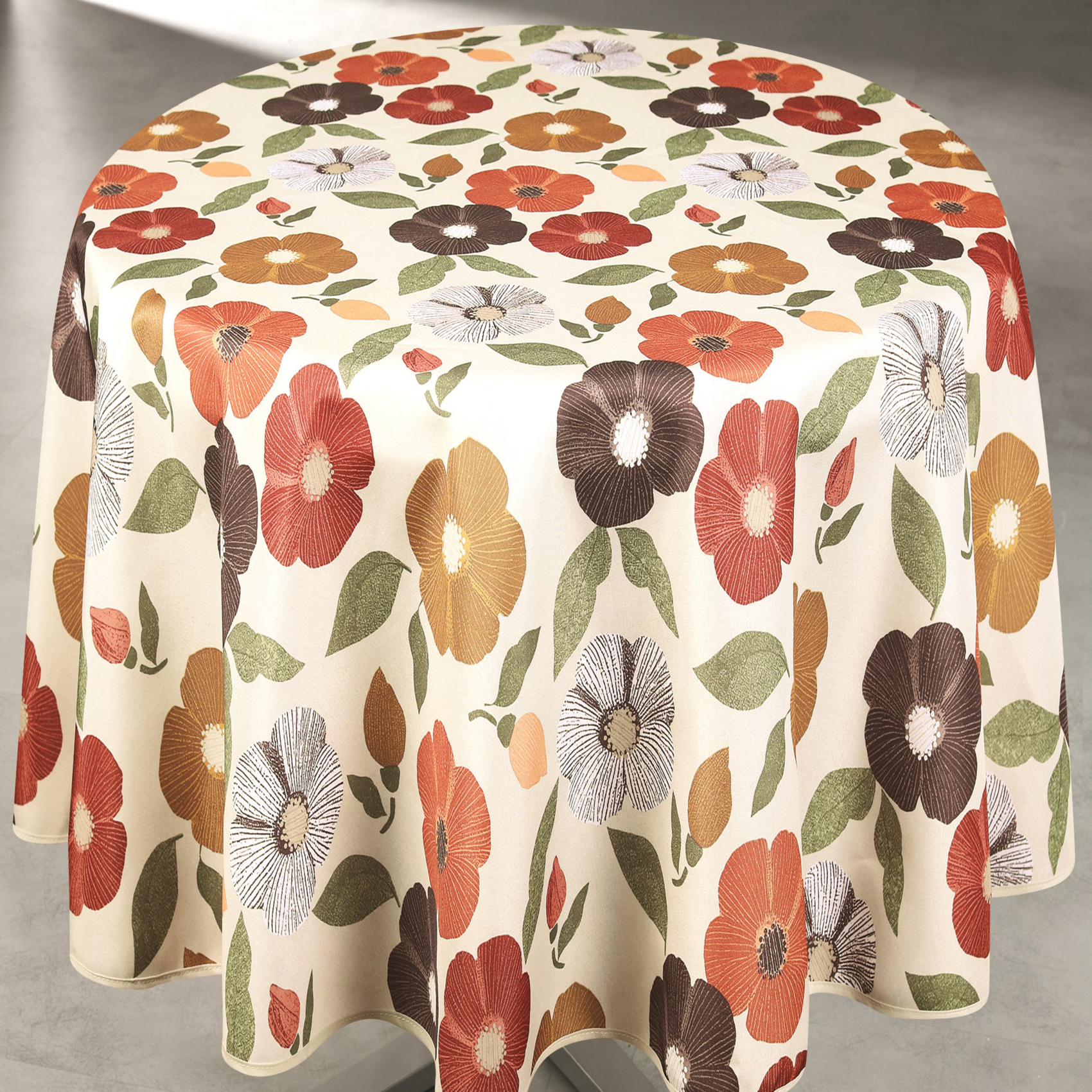 Nappe ronde anti tache à fleurs — vue 4