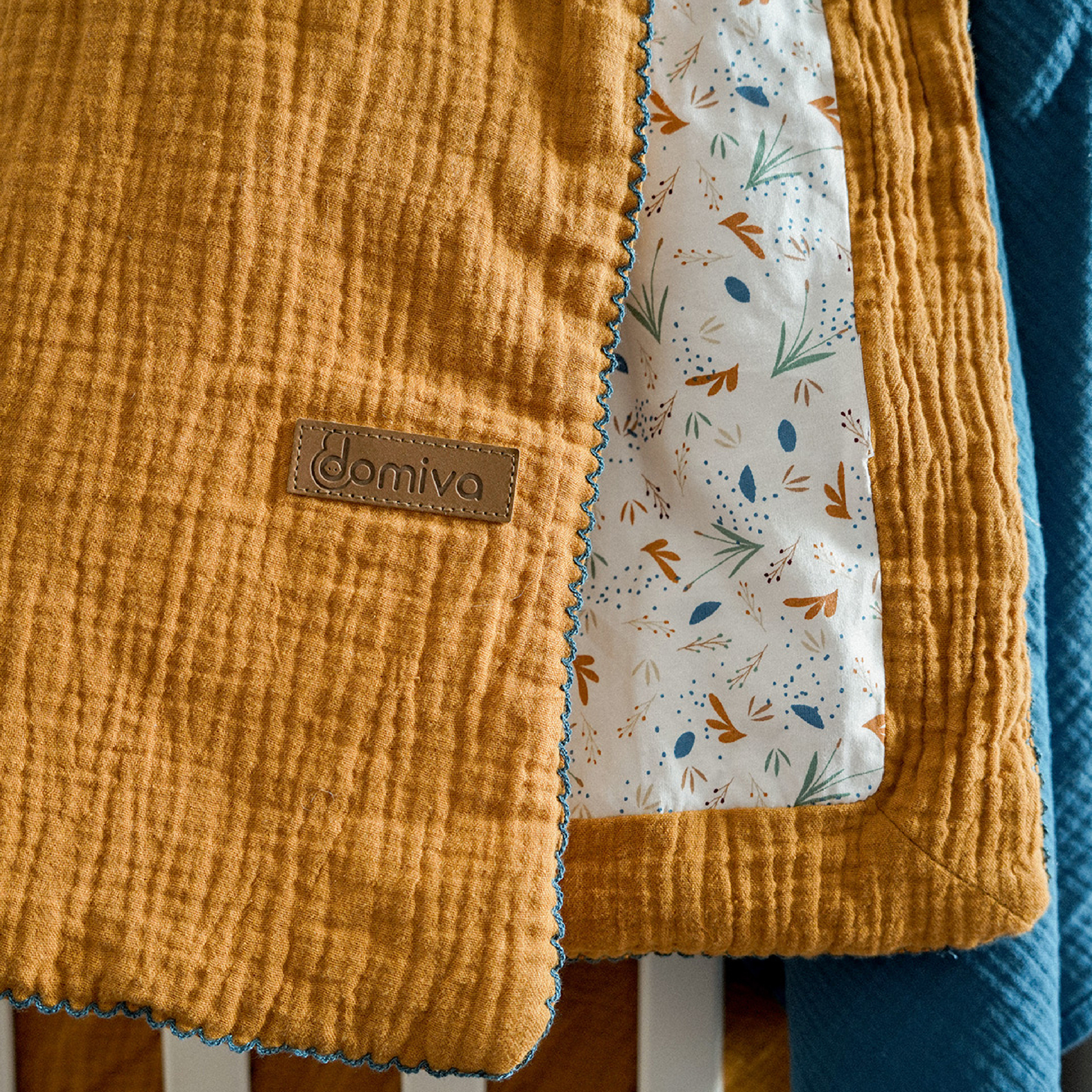 Couverture réversible pour bébé en double gaze de coton et jersey — vue 3