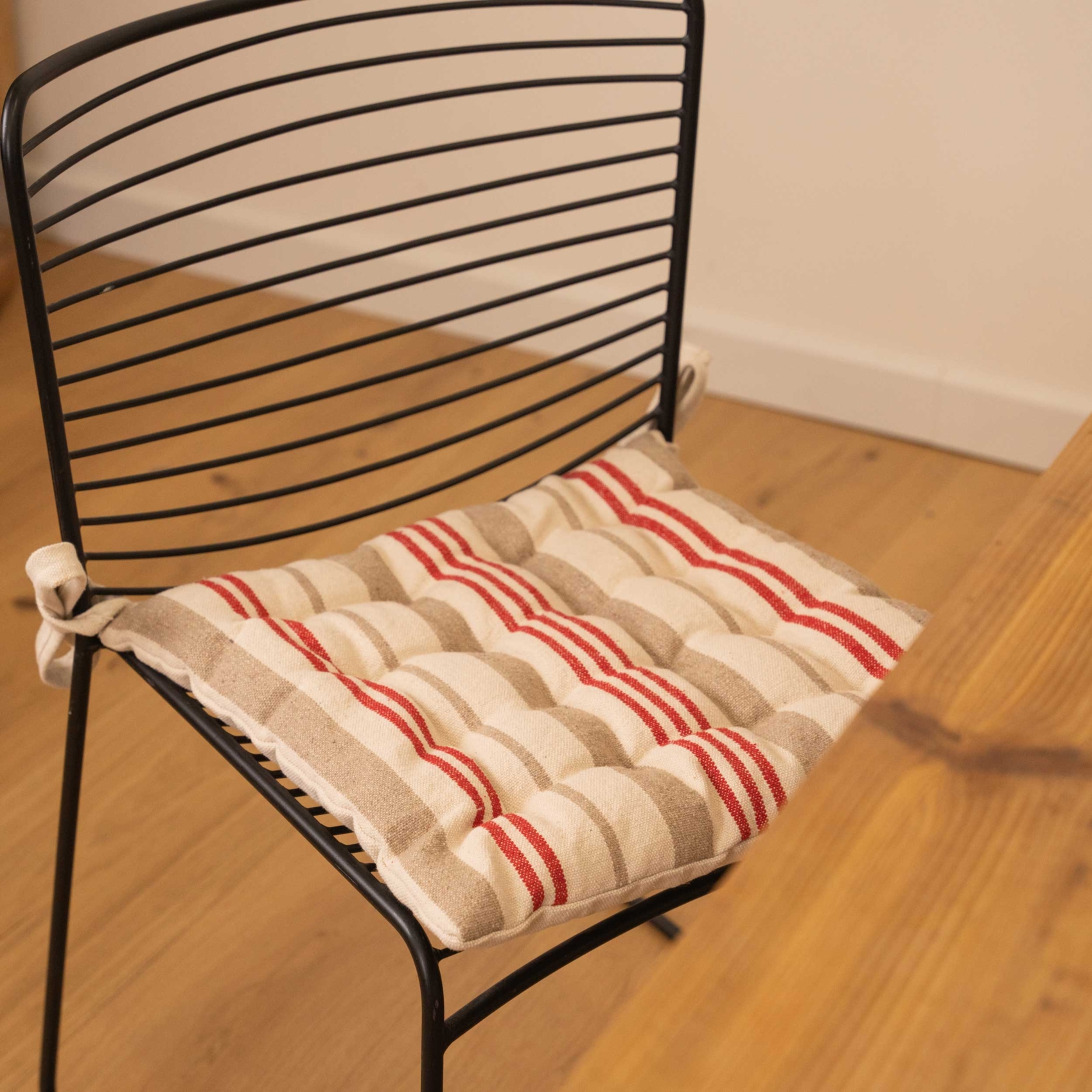 Galette de chaise matelassée à rayures en toile canevas — vue 4