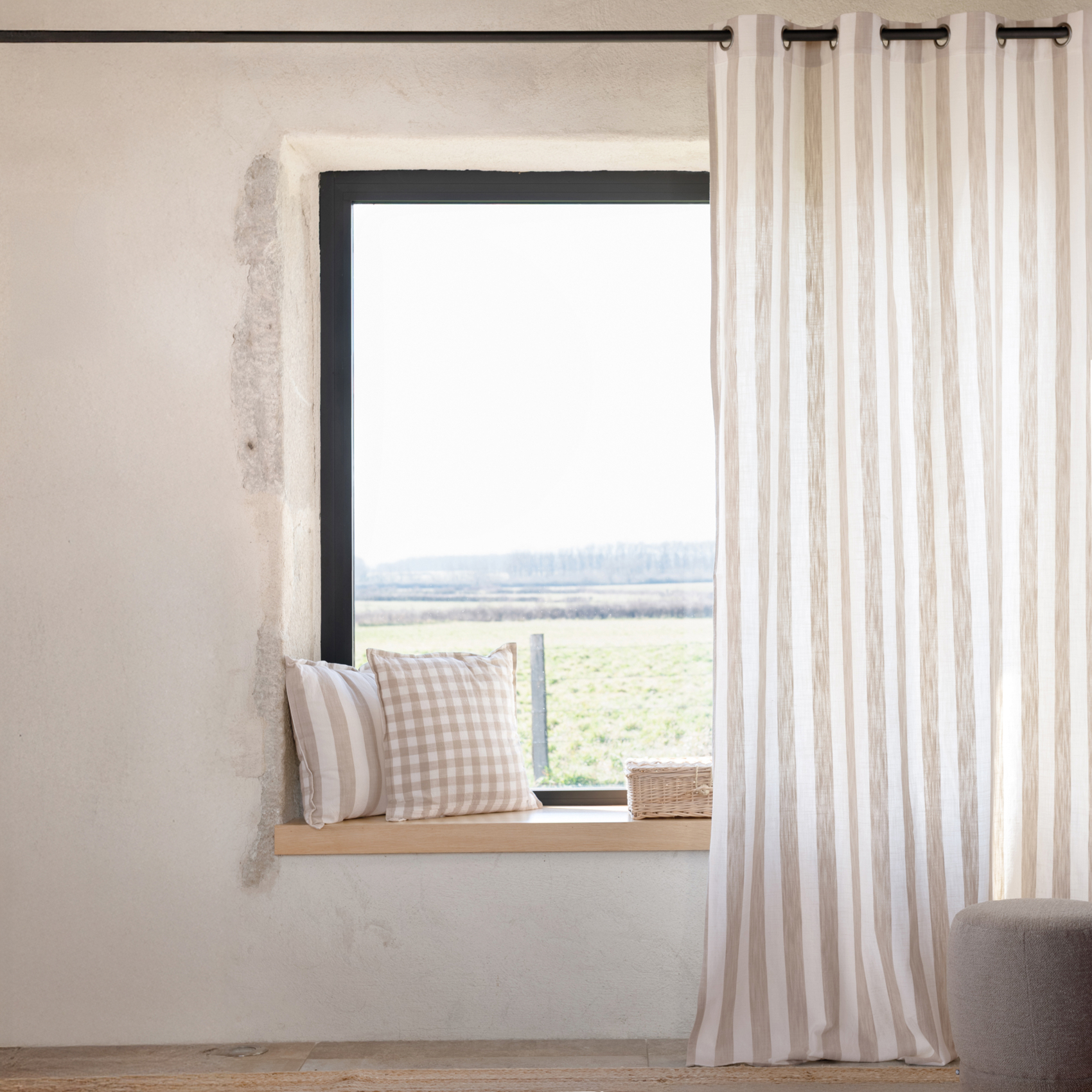 Rideau 100% coton larges rayures LOURMARIN