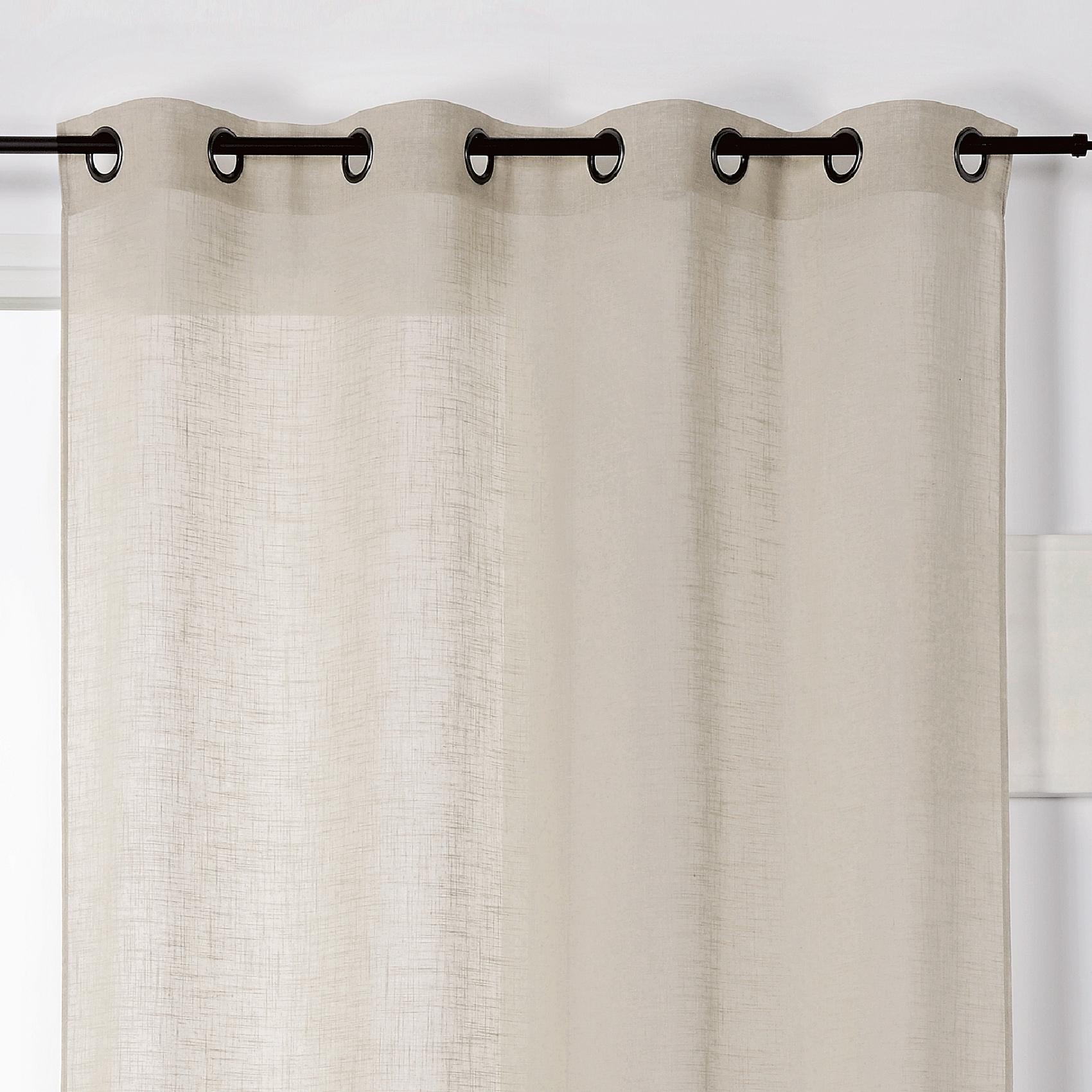 Voilage à Oeillets Effet Tissé en Lin — vue 3