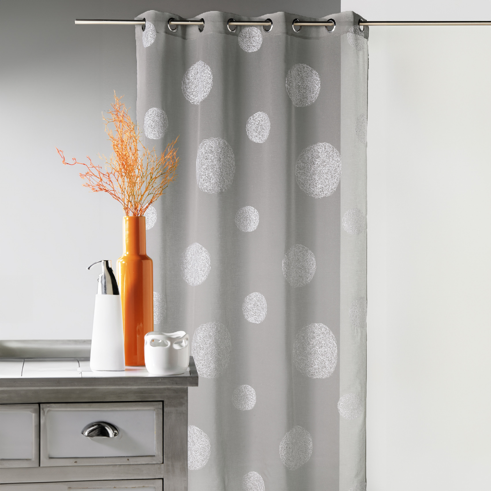 Voilage en Etamine Brodé ronds fils lurex brillants — vue 6