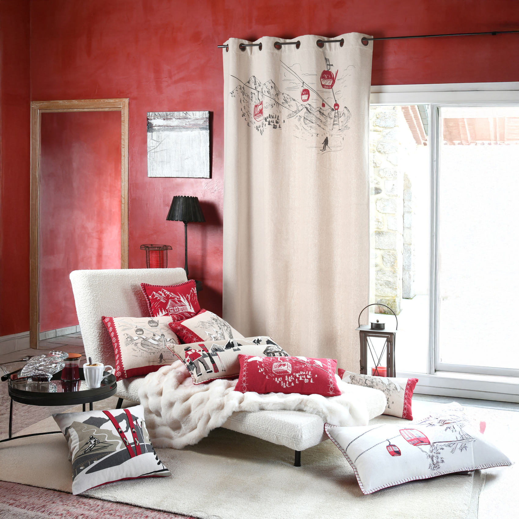 Coussin déco montagne télécabine — vue 4