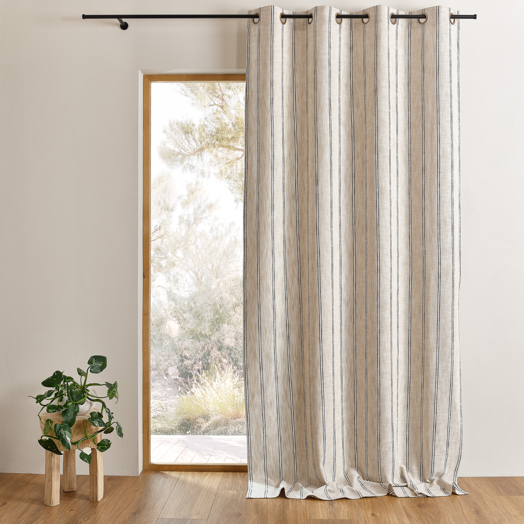 Rideau 100% coton rayures rustiques  LOURMARIN