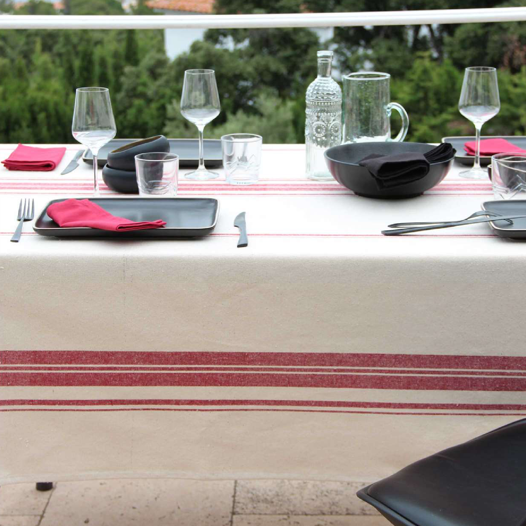 Nappe Rustique Chic Coton Lavé Prunelle — vue 5