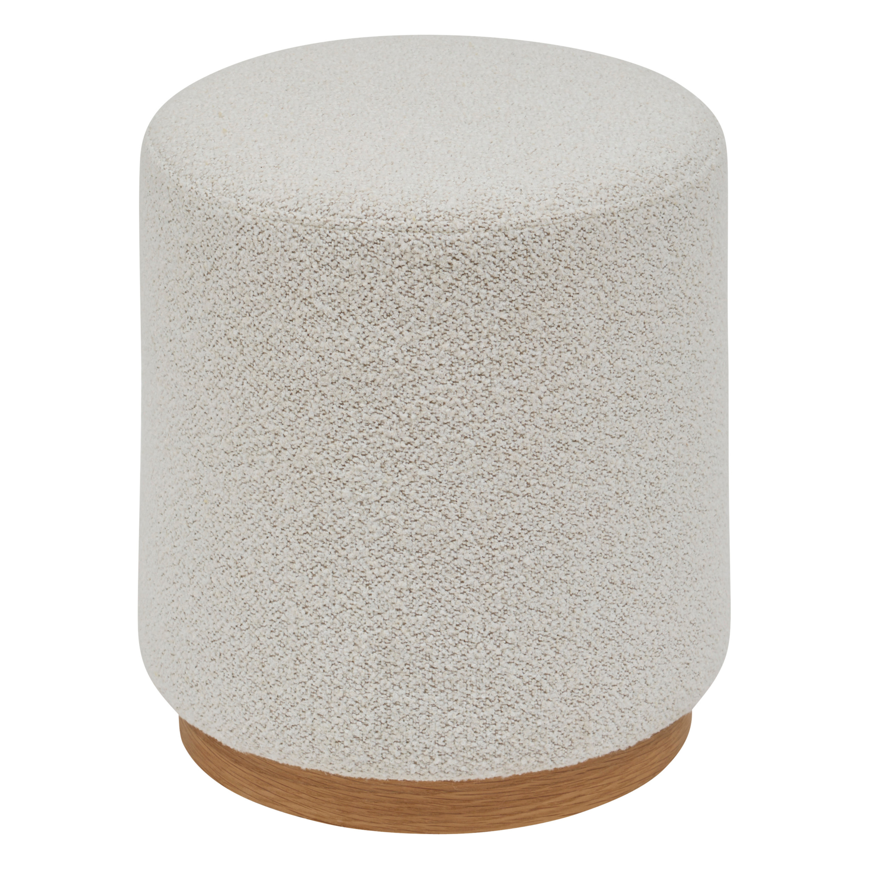 Pouf rond en tissu bouclette avec base bois