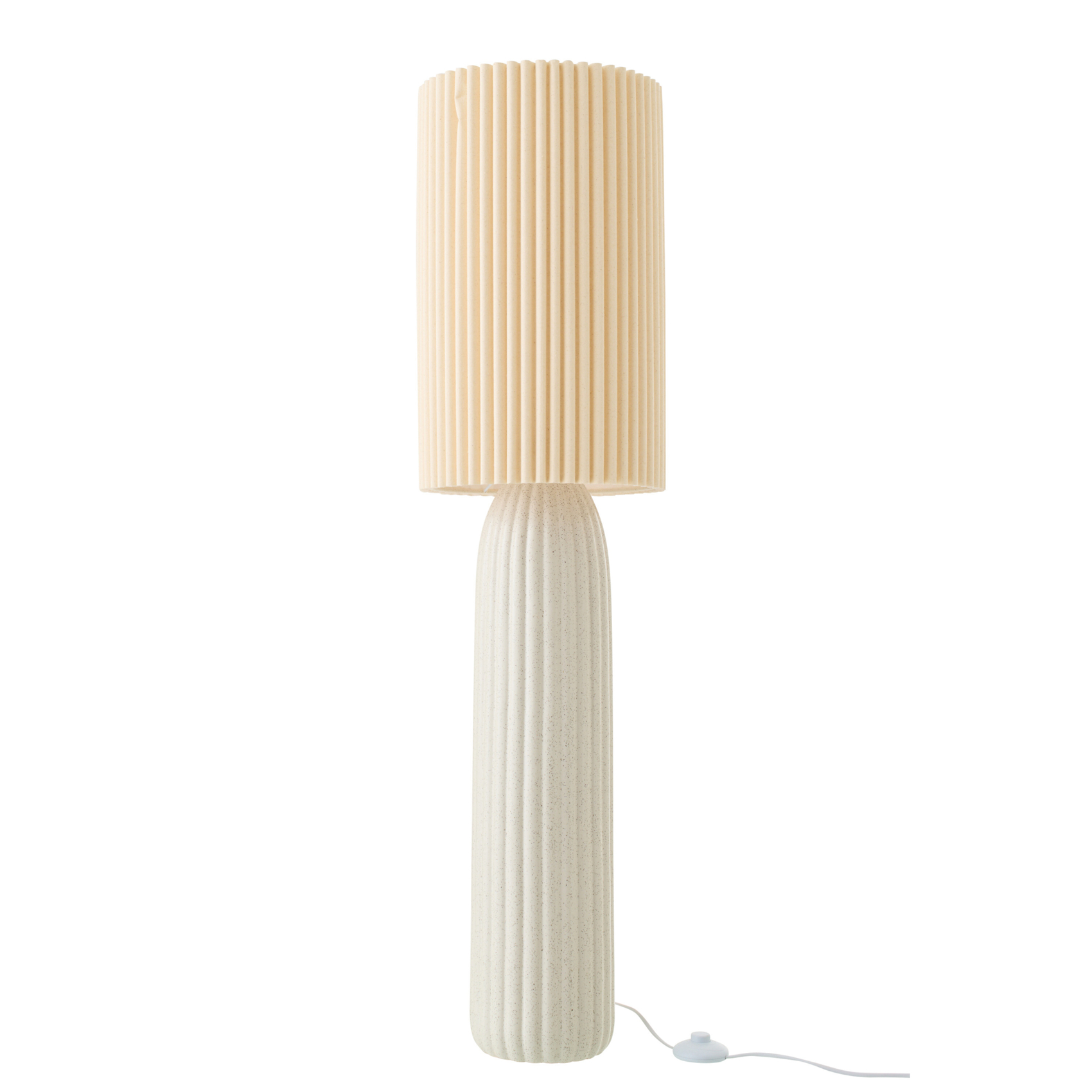 Lampadaire en poterie avec abat-jour plissé