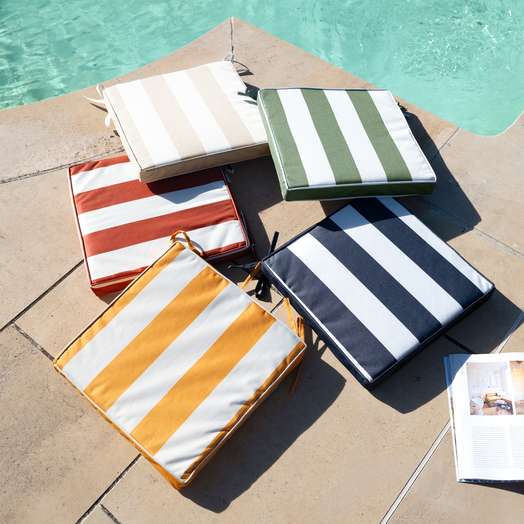 Galette de chaise imperméable déhoussable à rayures ARCACHON — vue 5