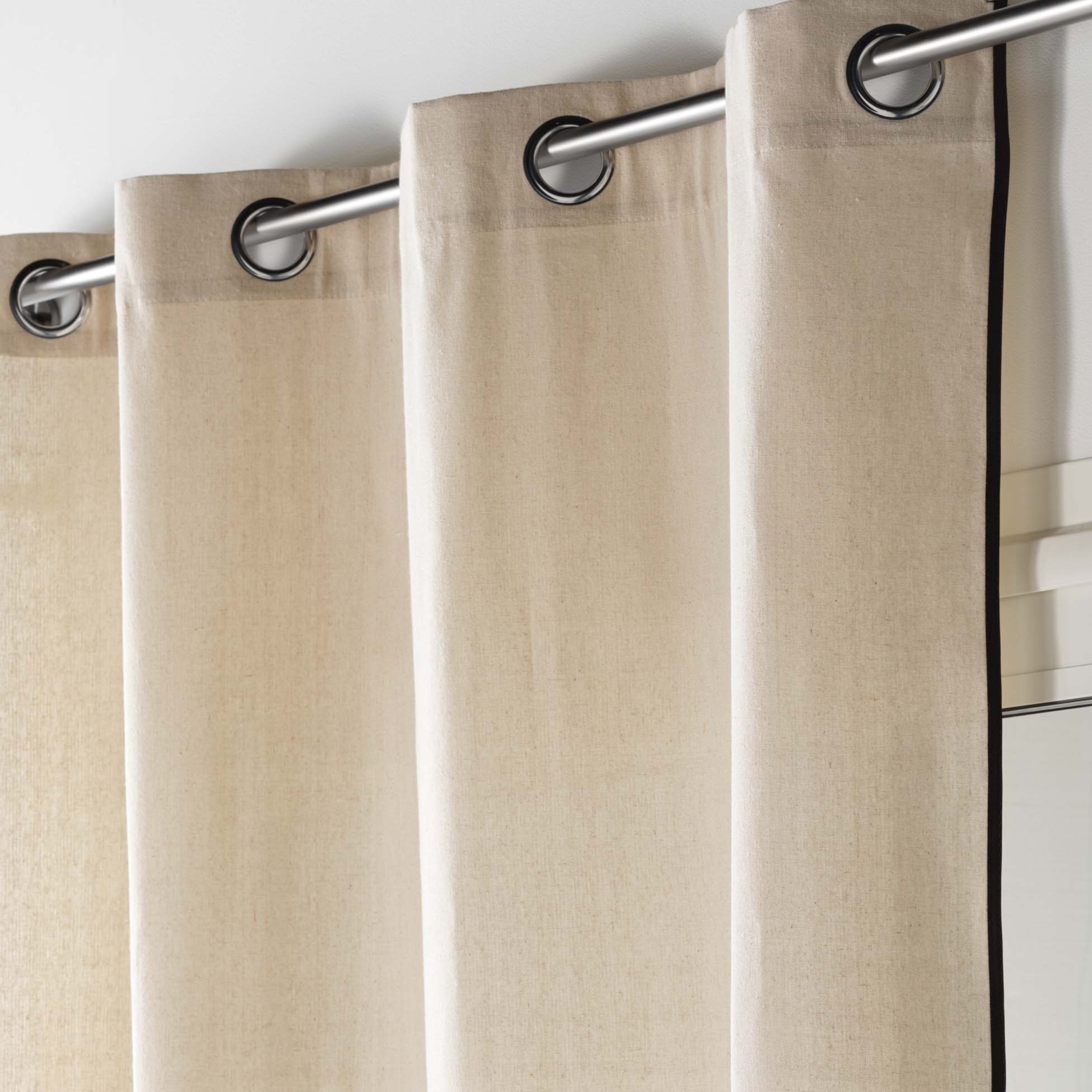 Rideau biais noir en polycoton — vue 3