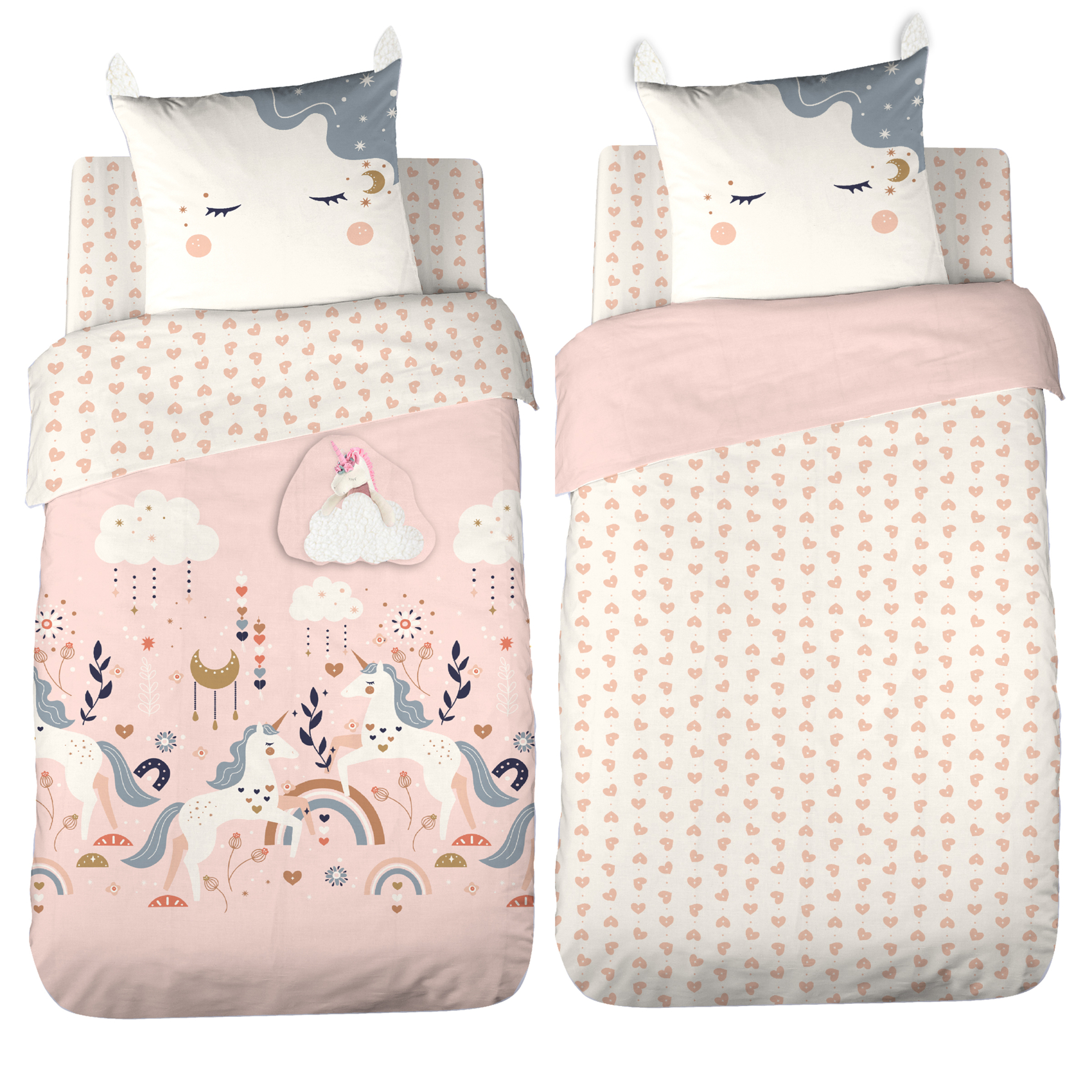 Parure de lit enfant licorne avec poche pour doudou — vue 3