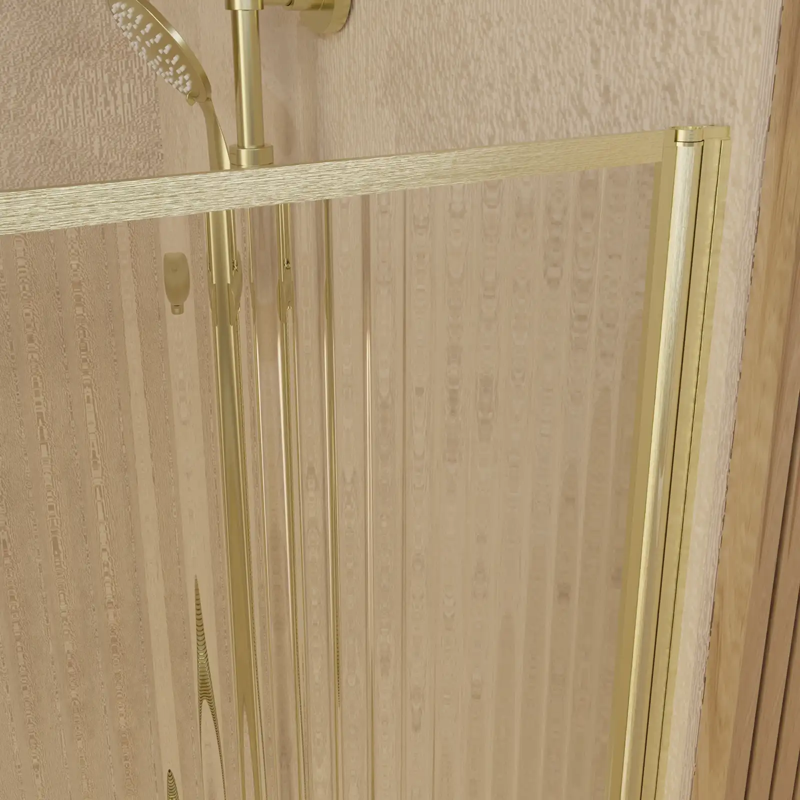 Paroi de douche en verre cannelé doré brossé — vue 5