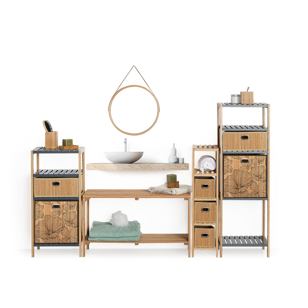 Panier de rangement en bambou à motif exotique — vue 4