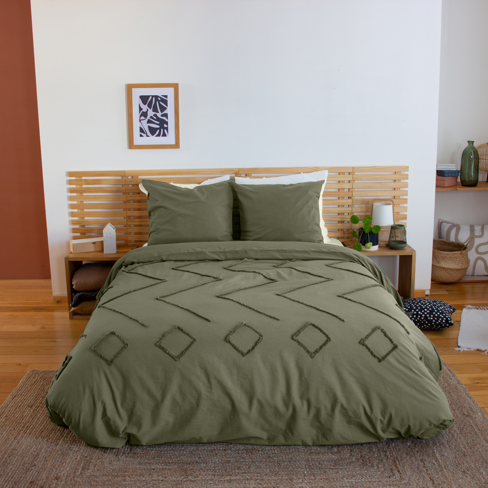 Parure de lit coton tuftée géométrique
