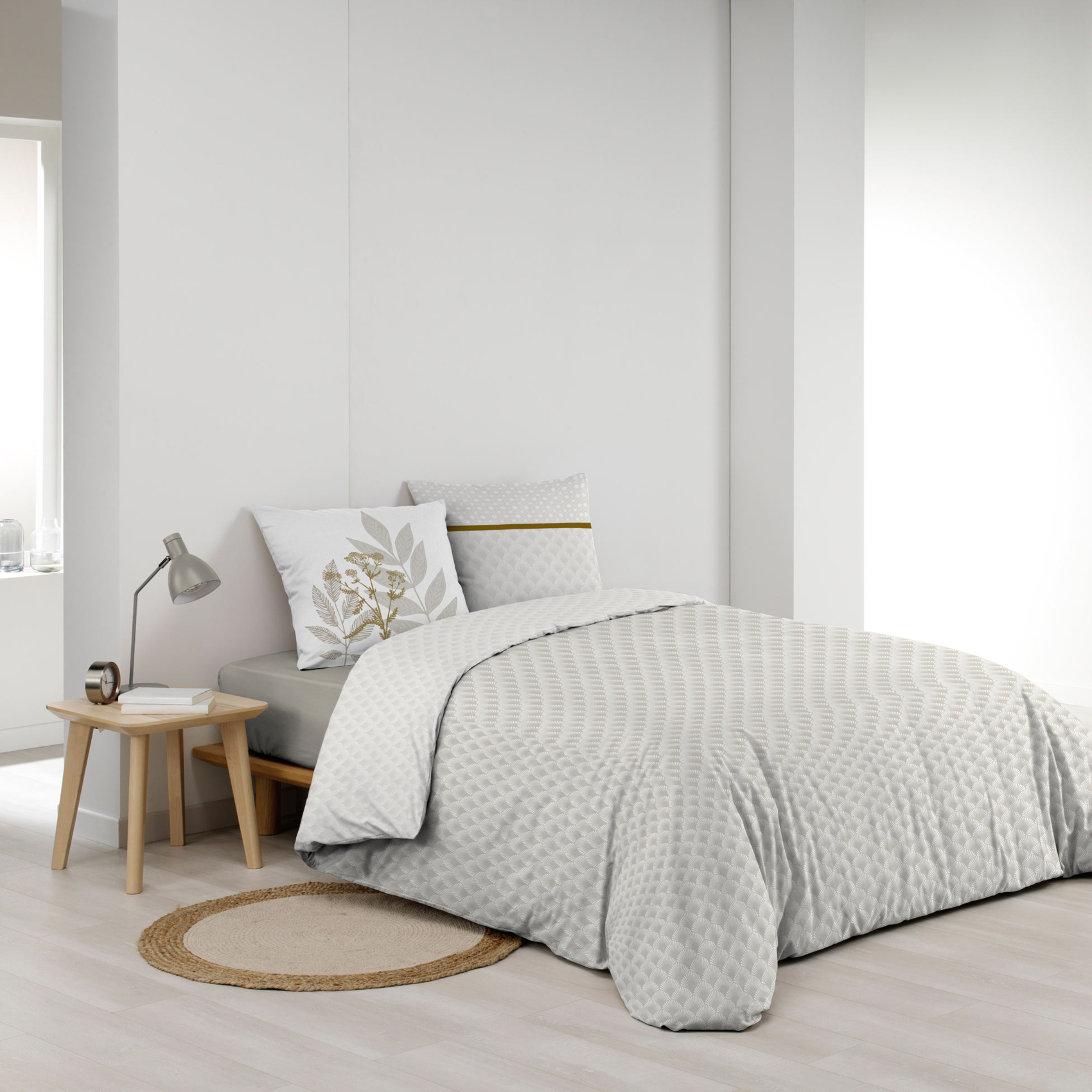 Parure de lit coton motif feuillage double face imprimée — vue 3